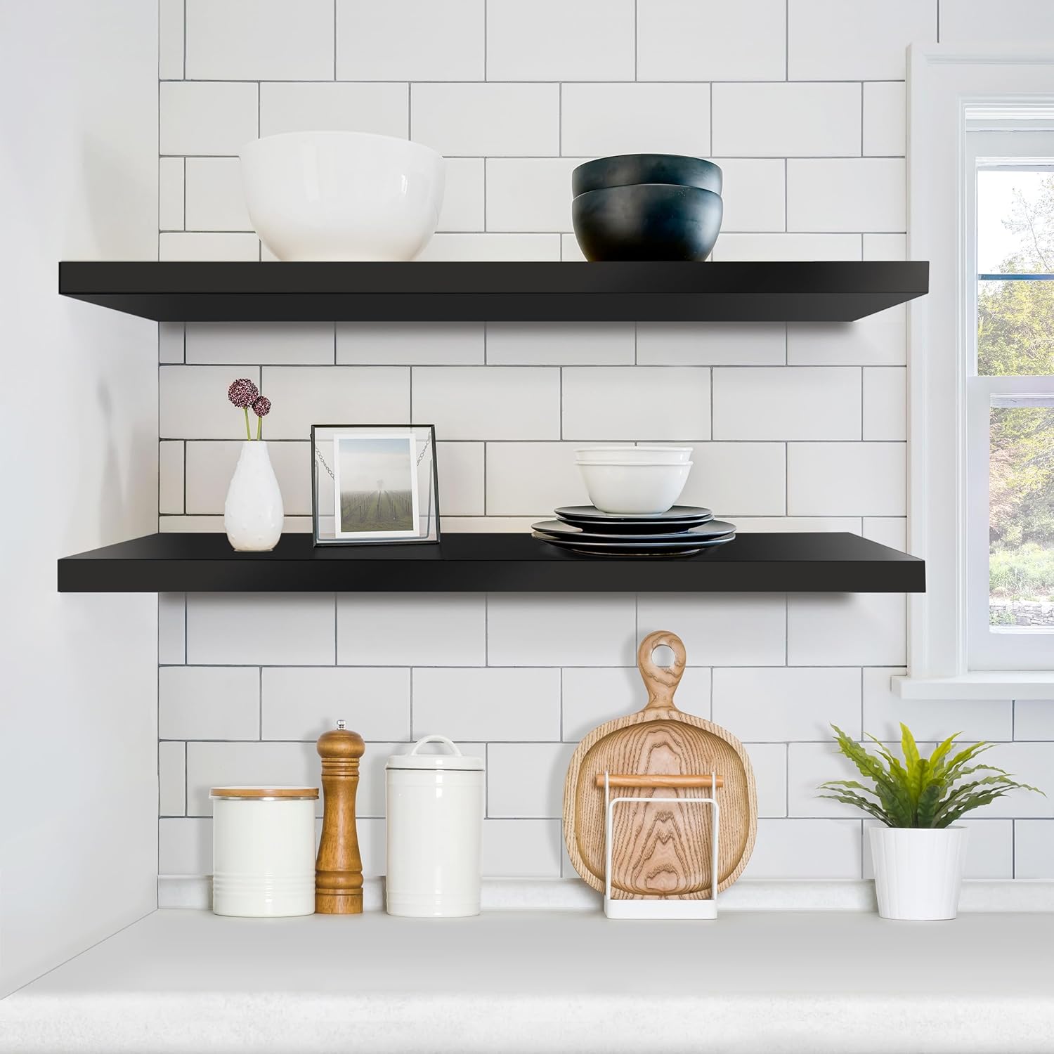 Sorbus Floating Shelves for Wall - 35 Inch Long Black 2 Pack