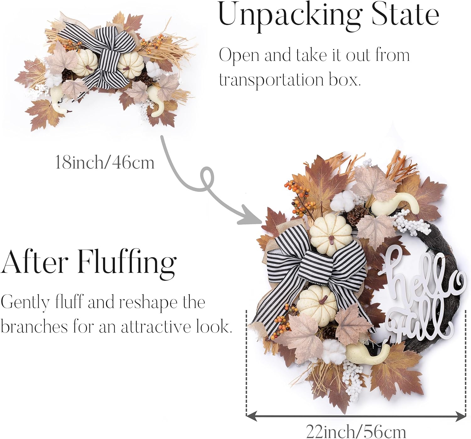 Valery Madelyn 22 Collapsible Fall Wreath with Lights