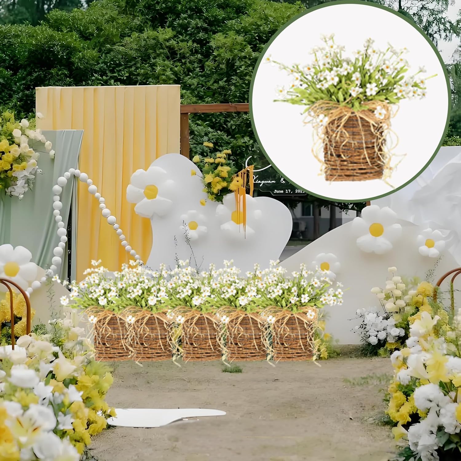 Cream Hydrangea Door Wreath Basket for Front Door