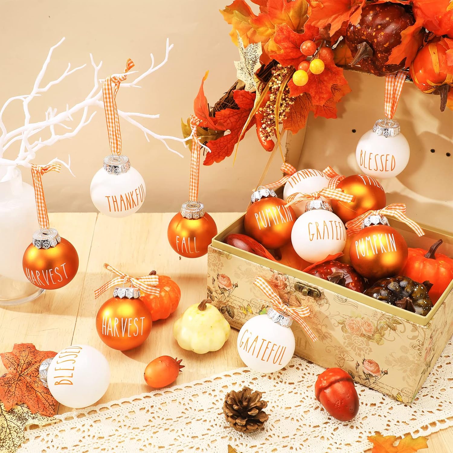 Vinsot 12 Pcs Fall Ball Ornaments for Tree
