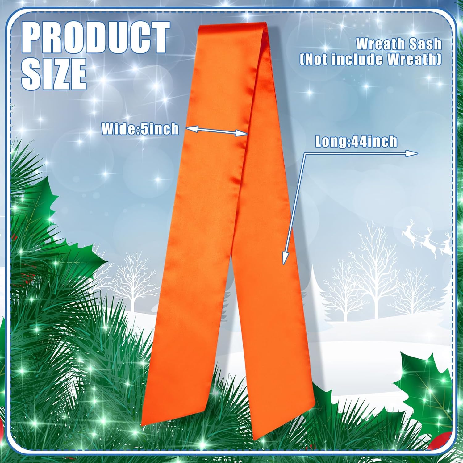 Orange Wreath Sash for Front Door Holiday Decor