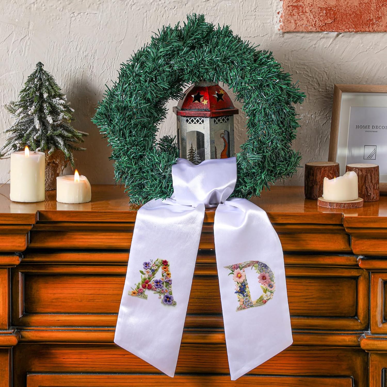 2 Pcs White Wreath Sash for Front Door Decor