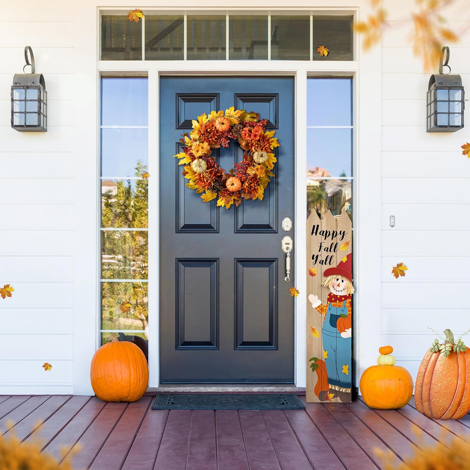 Glitzhome 24 Inch Autumn Maple Leaf Wreath