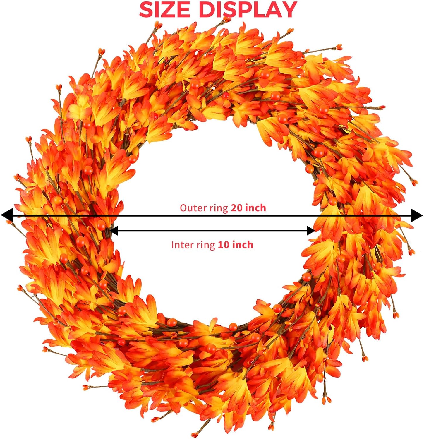 20 Inch Artificial Forsythia Wreath with Berries