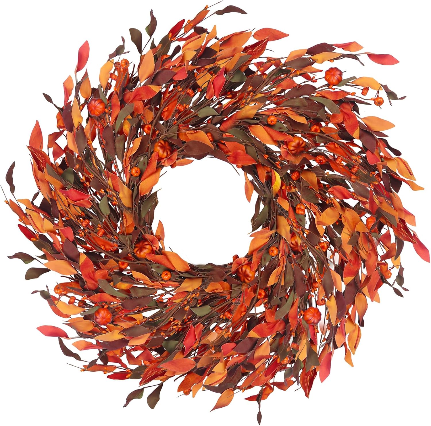 Kmise 25 Inch Fall Wreath Front Door Decor