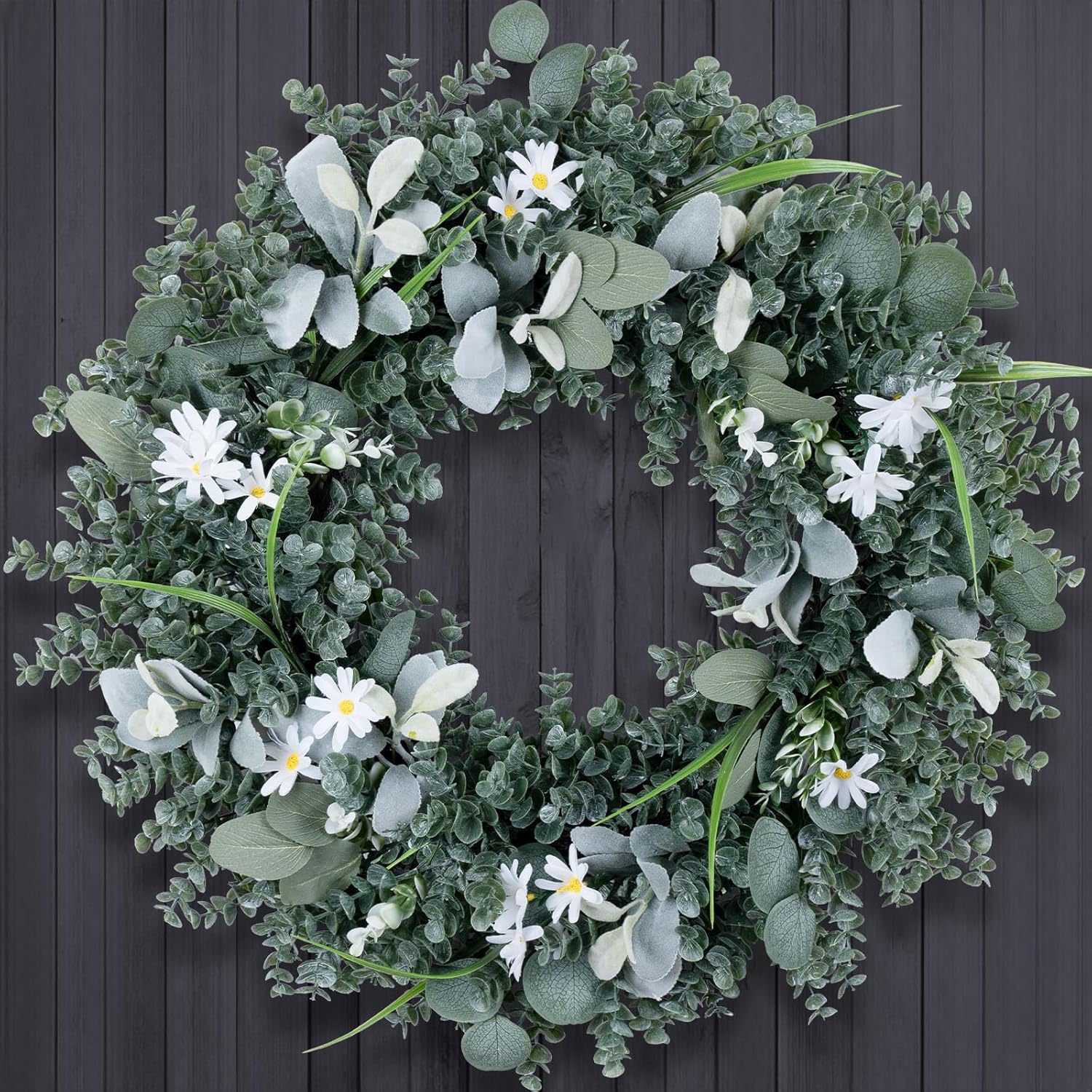 Gixie Home Door Wreath 26 Inch Artificial Eucalyptus Leaves Spring Summer Farmhouse Porch Wall Decor