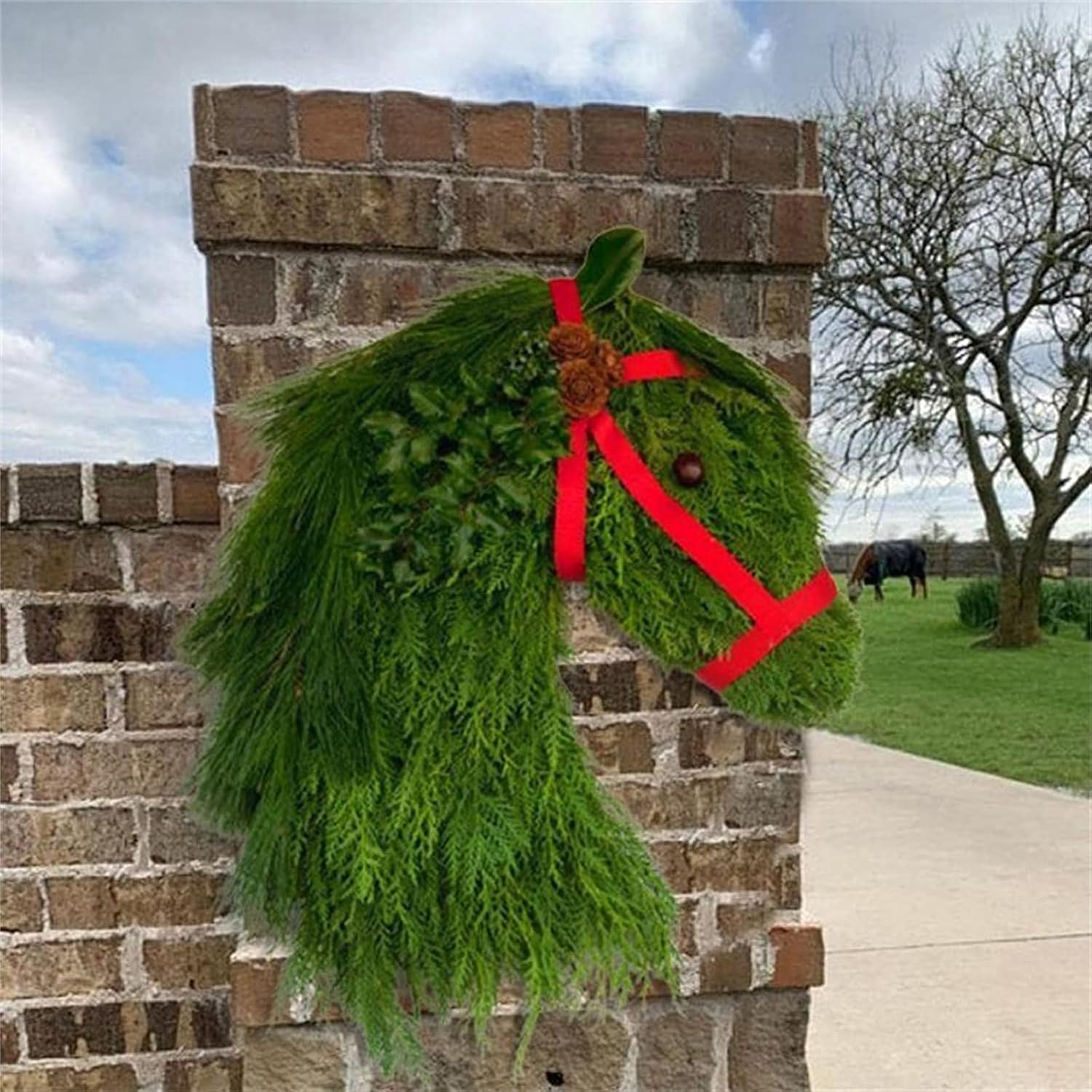 Christmas Wreath Horse Head Door Hanger
