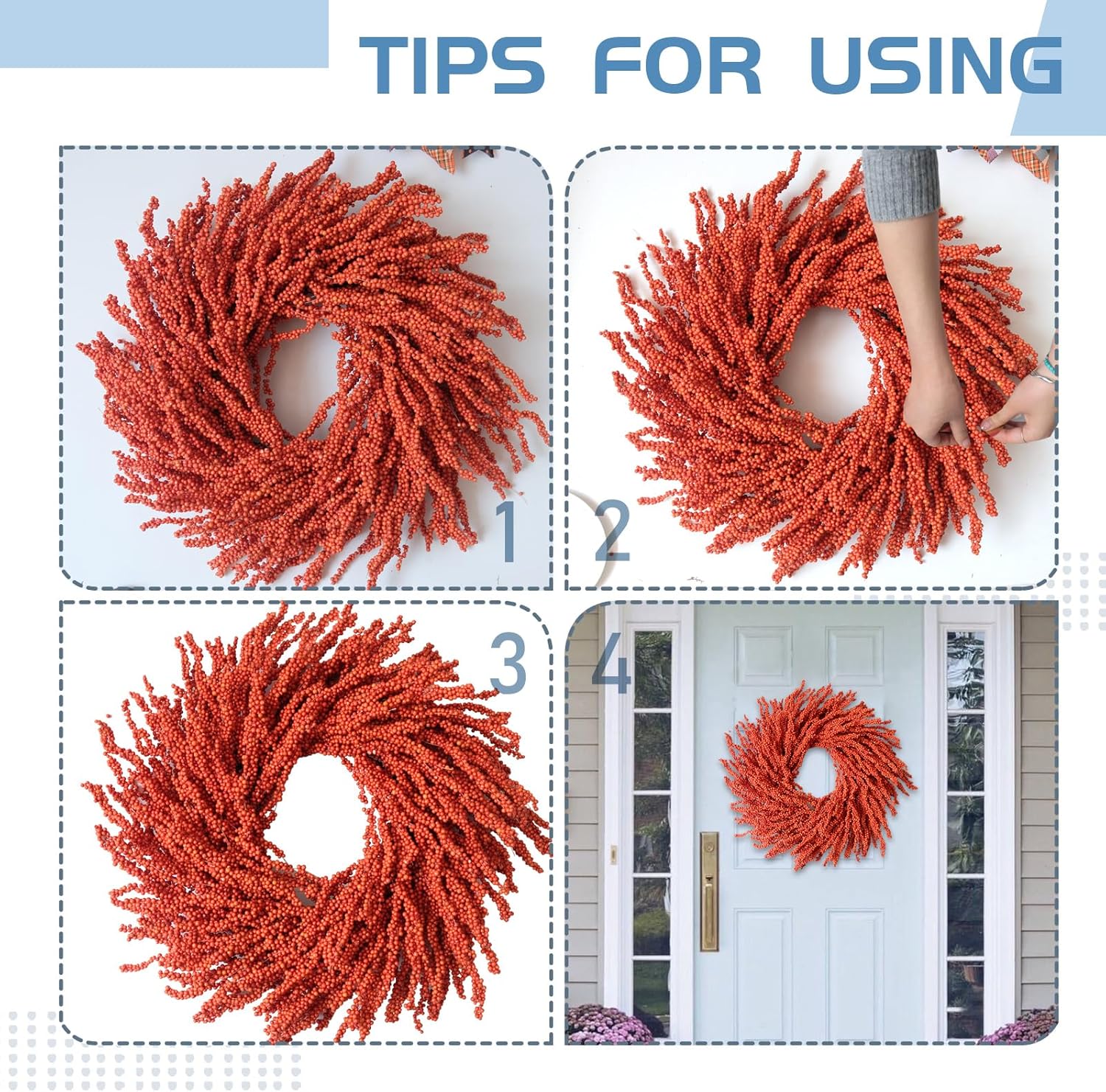 26 Inch Fall Wreath with Orange Berries for Front Door