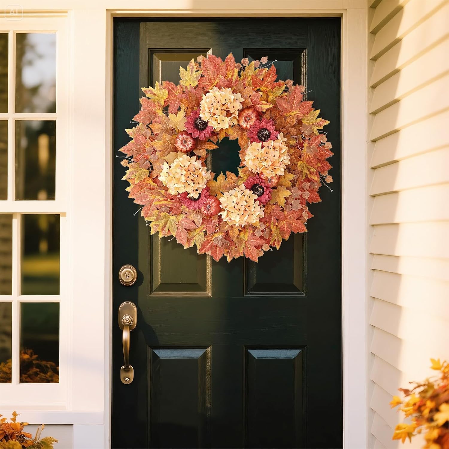 28 Inch Large Fall Wreath for Front Door Porch Window