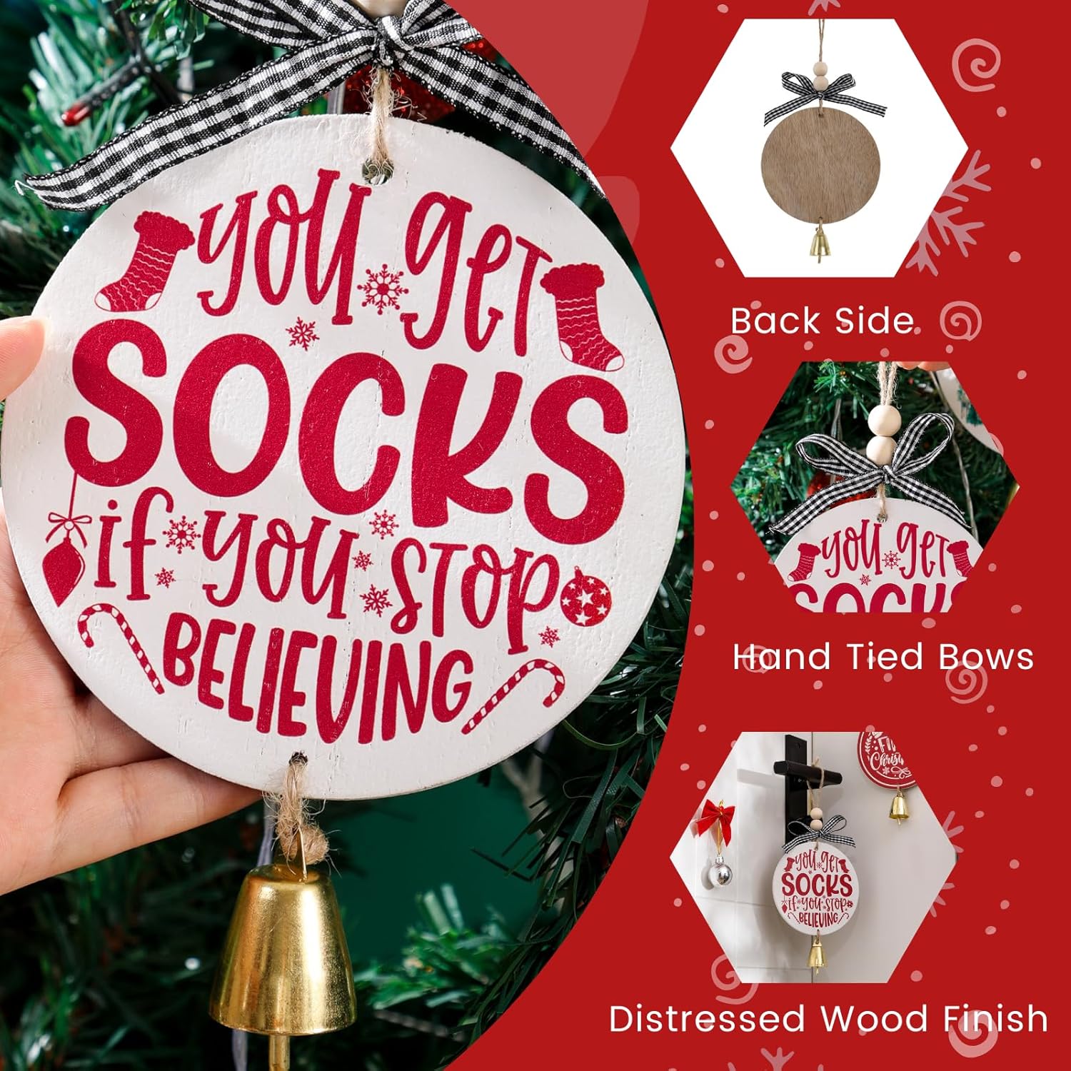 Funny White Elephant Gift Wooden Christmas Ornament