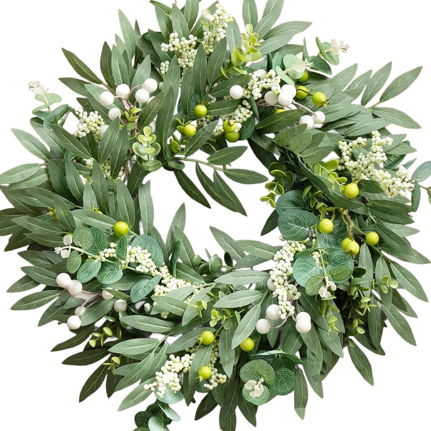 Spring Wreath with Green Leaves Front Door Decor