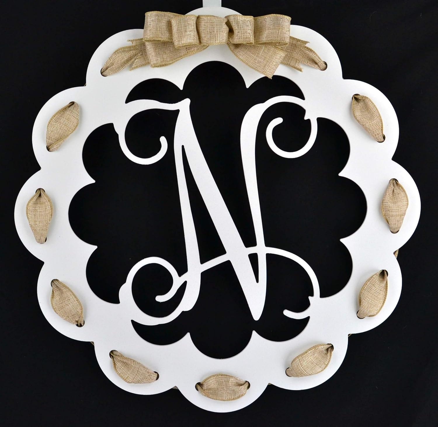All Season Front Door Wreath Letter N Monogrammed