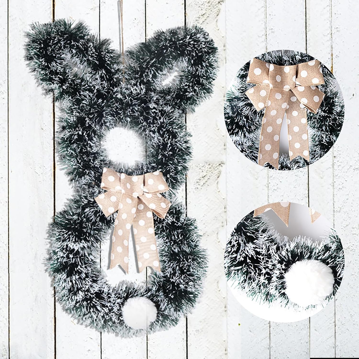 Easter Rabbit Wreath Door Hanger with Bow 2441 Inches