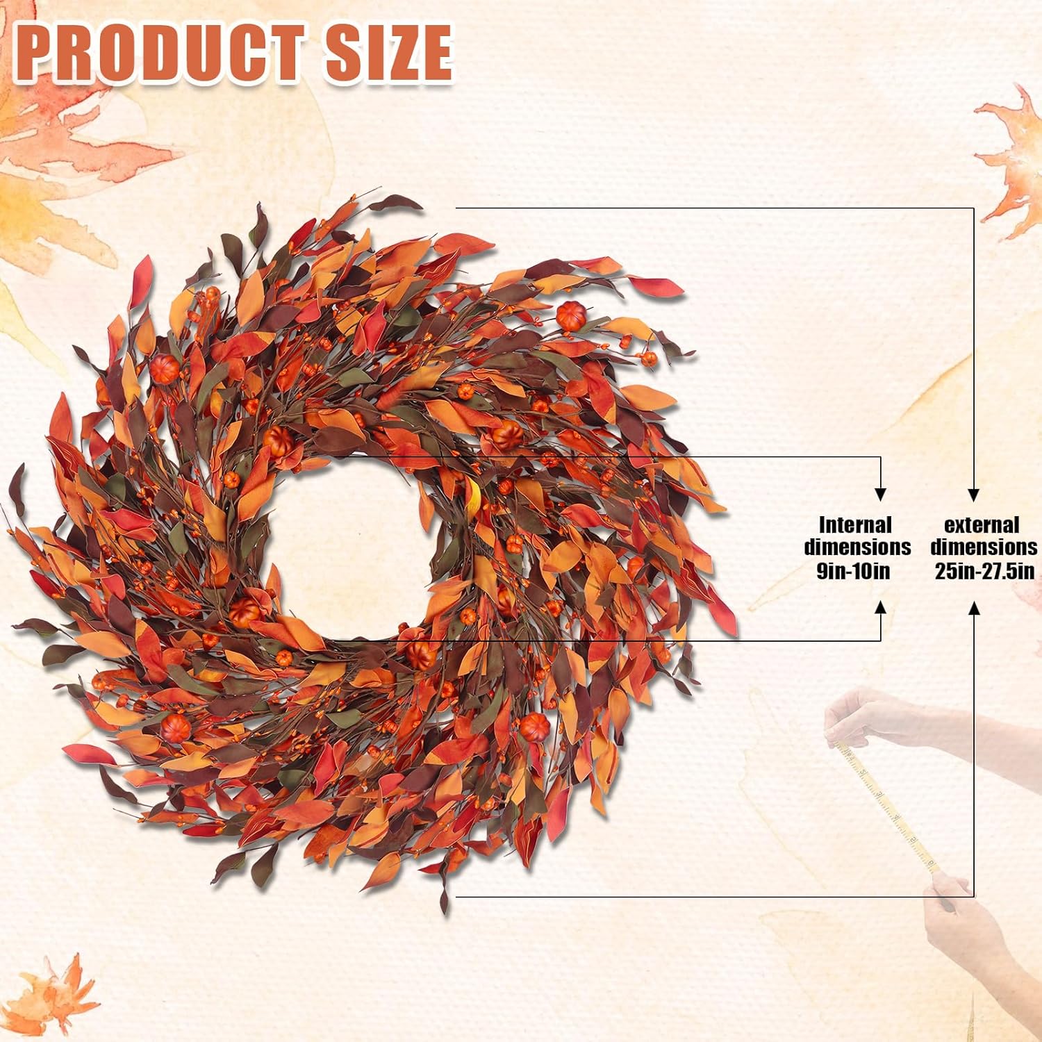 Kmise 25 Inch Fall Wreath Front Door Decor