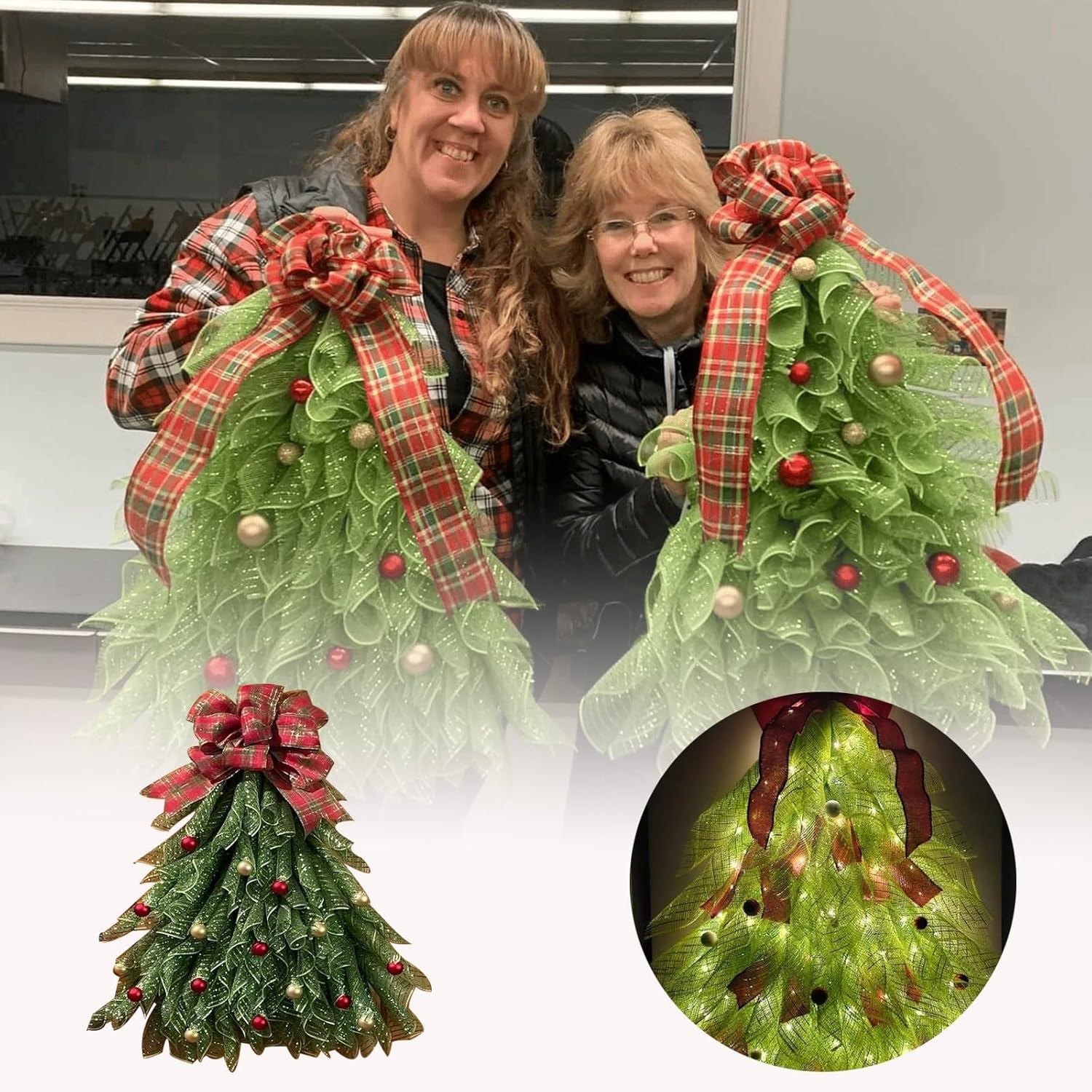 Handmade Christmas Tree Wreath for Front Door Decor