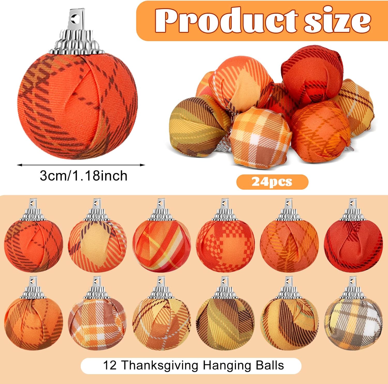 Honoson 24 Pcs Patriotic Tree Ornaments 4th of July Decorations Red White Blue Glitter Mini Balls