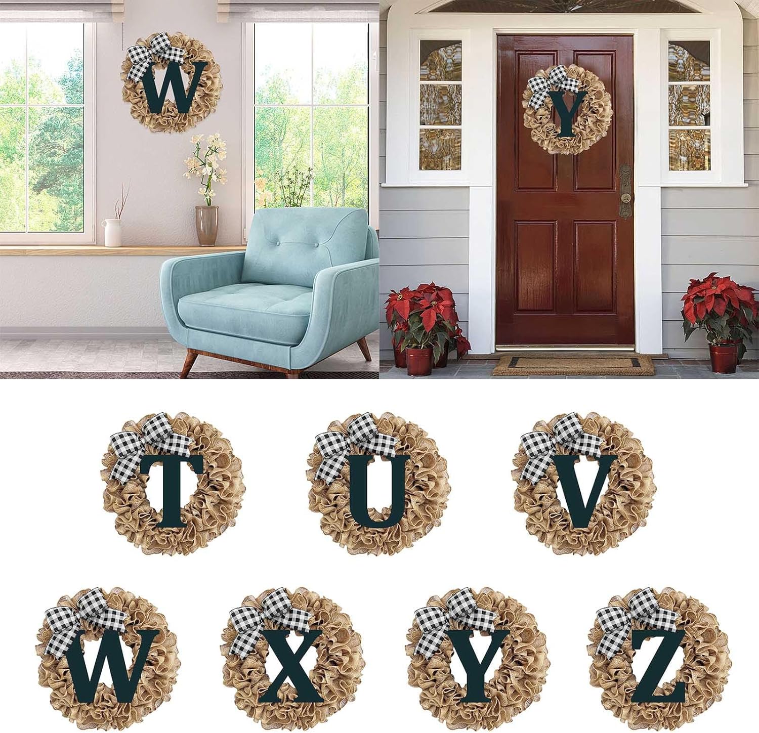 Unique Last Name Year Round Front Door Wreath 1