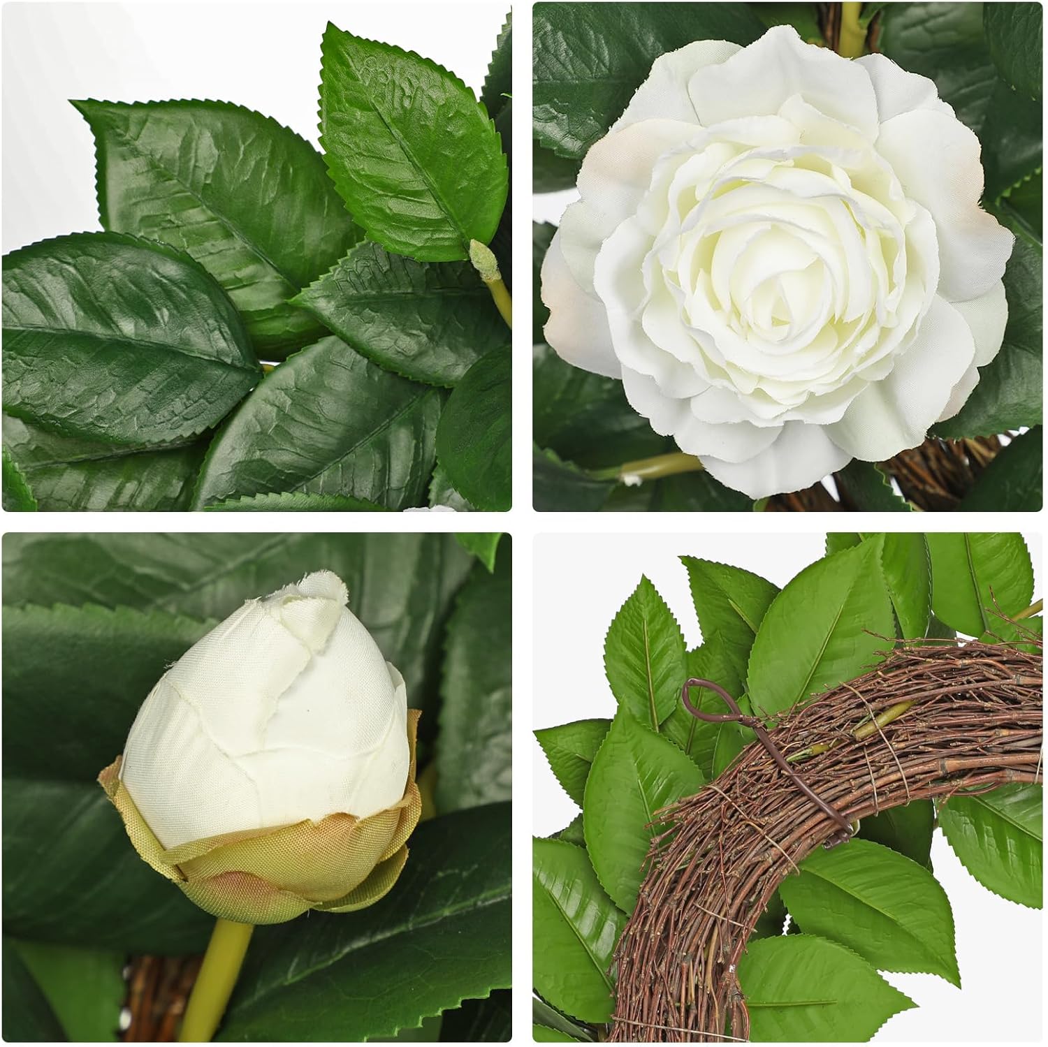 20 Inch Artificial Camellia Wreath for Front Door