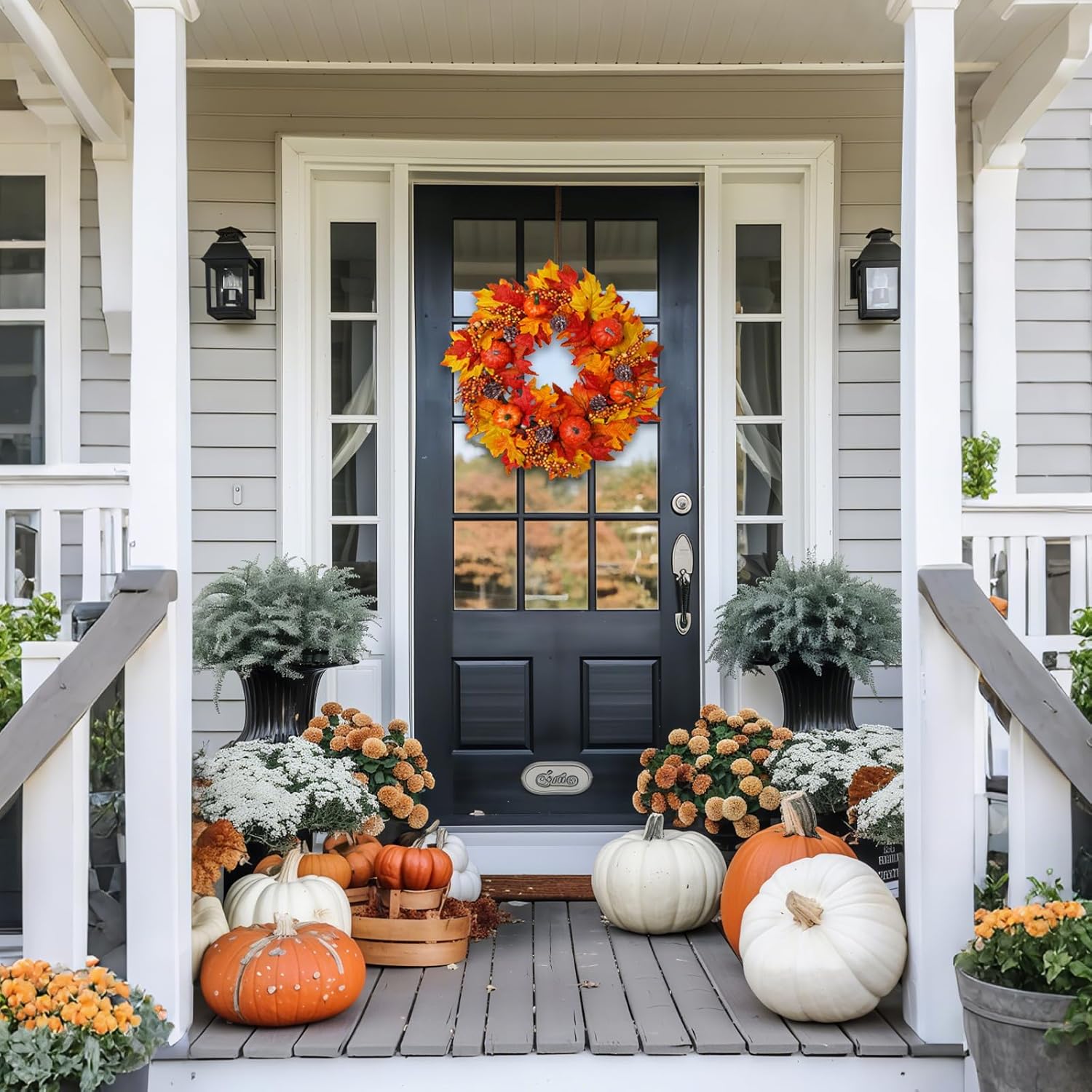 DiliComing Fall Wreath Front Door Decor - 20 Inch