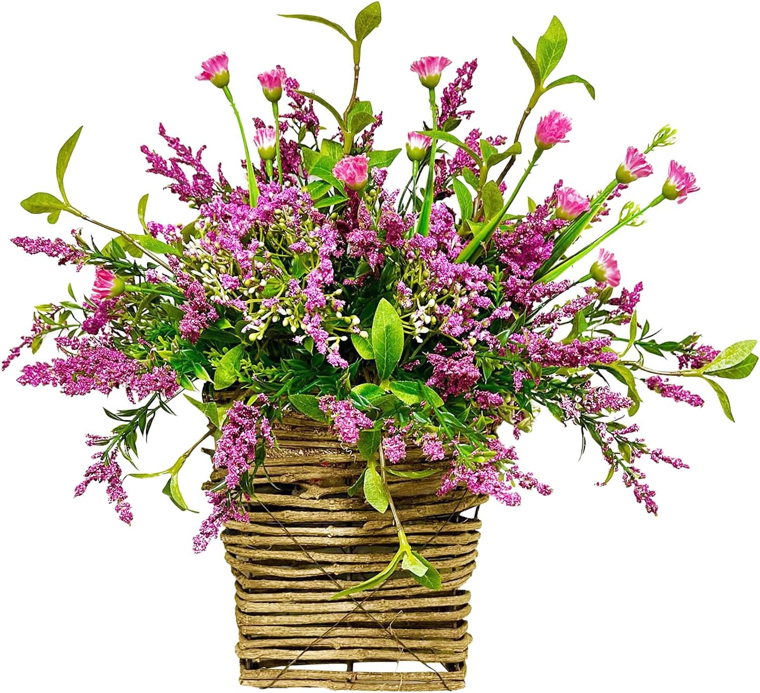 Wildflowers Door Hanging Basket Wreath for Front Door Decor