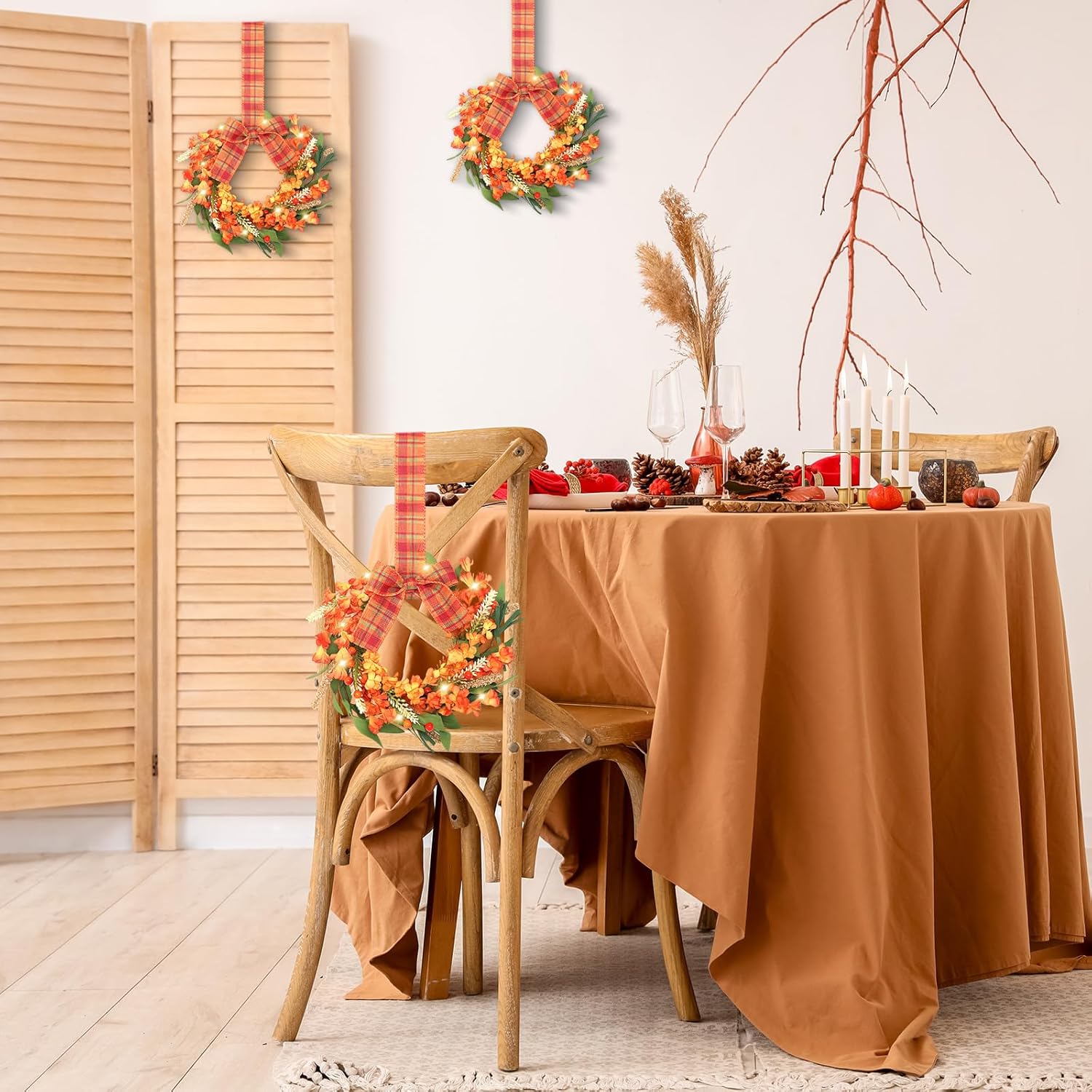 Hoteam 4 Pcs 9 Inch Fall Wreaths for Front Door Autumn Decor