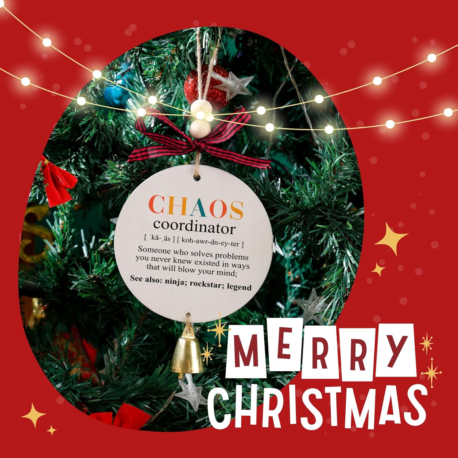 Funny Chaos Coordinator Wooden Christmas Ornament