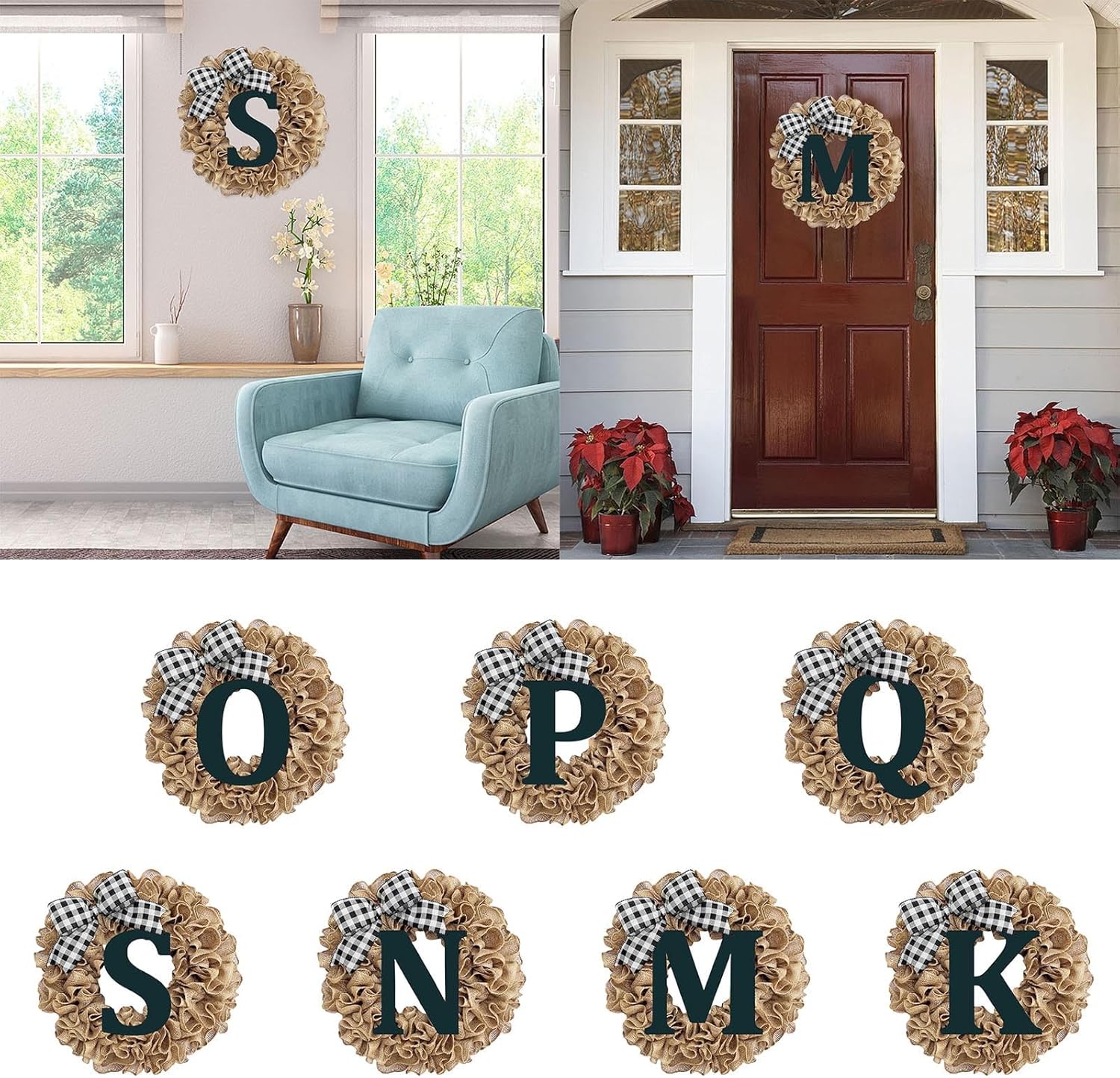 Custom Last Name Year Round Front Door Wreath 1