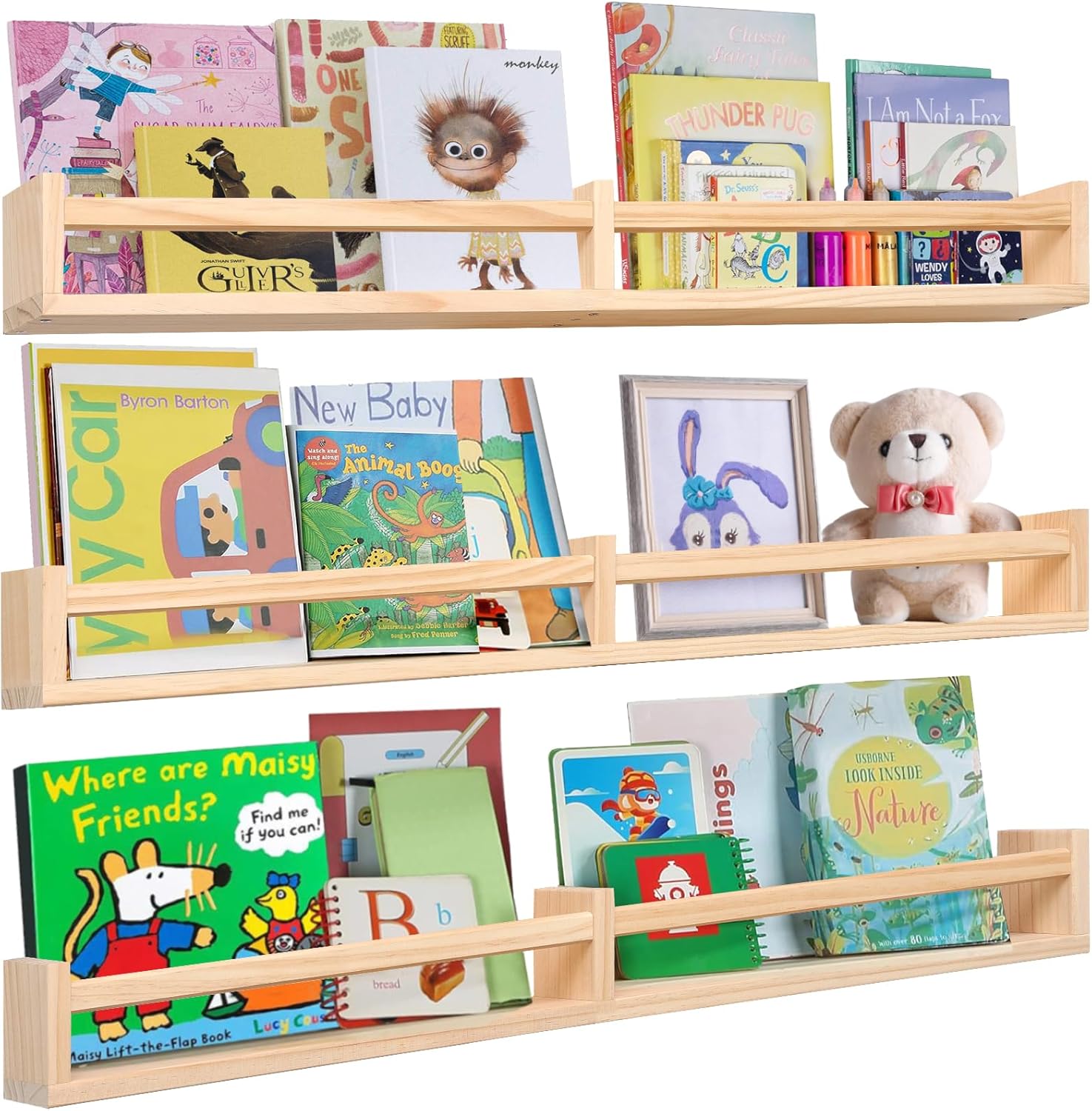 Birola 32 Inch Floating Bookshelf Set of 3