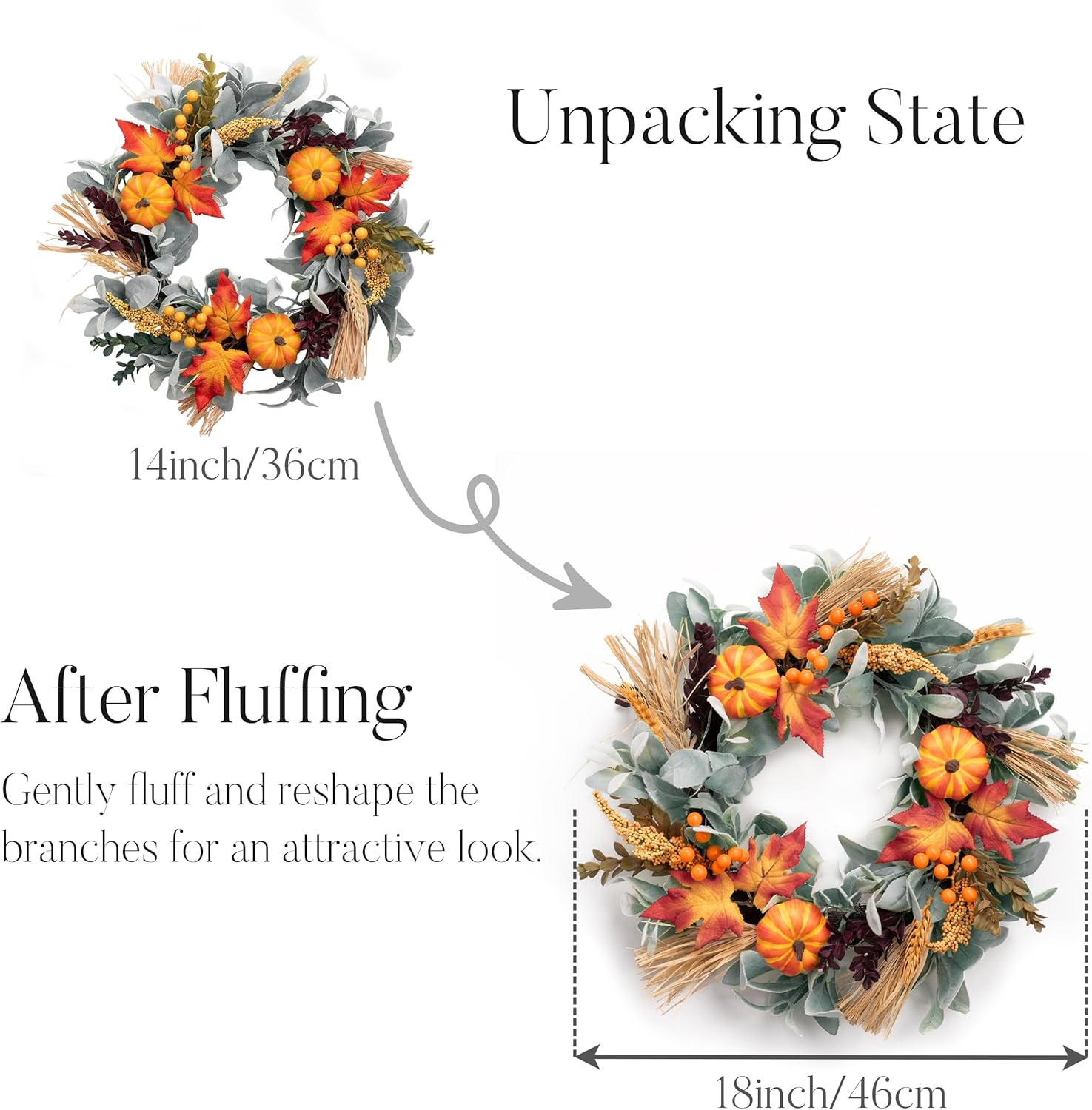 Valery Madelyn 18 Inch Autumn Wreath with Lights