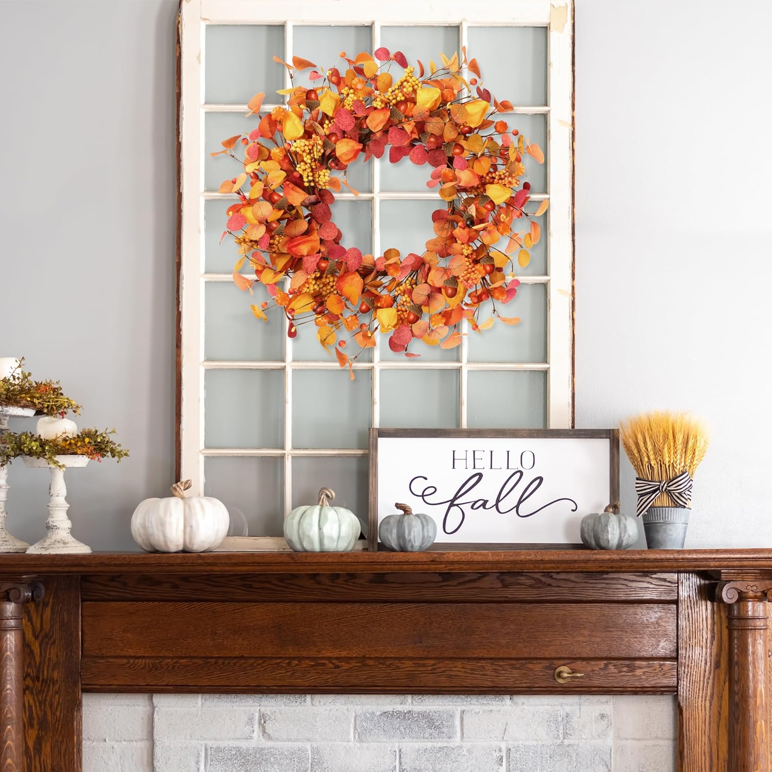 Sggvecsy 20 Fall Wreath Autumn Decor Front Door Wreath