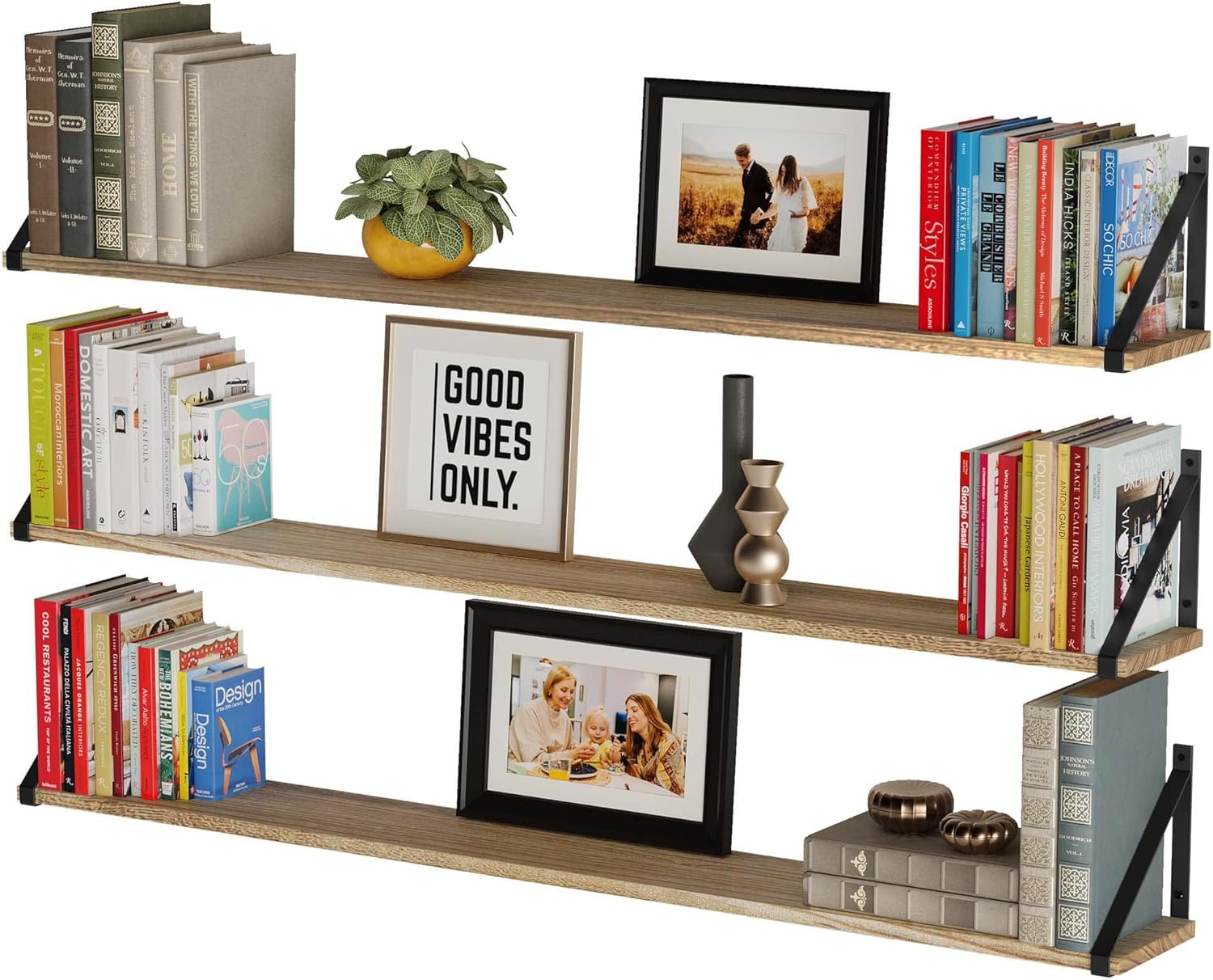 Wallniture Bora Wall Shelves Set of 3 48x6