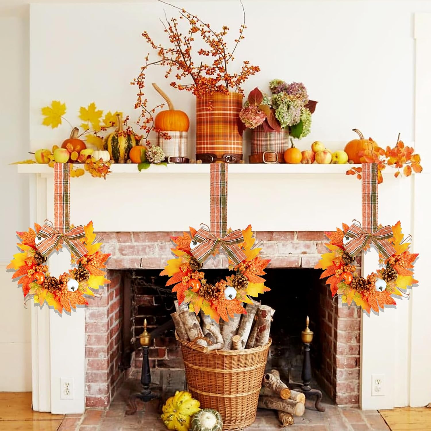 Small Fall Wreath - 2PCS 9 Inch Mini Thanksgiving Decor