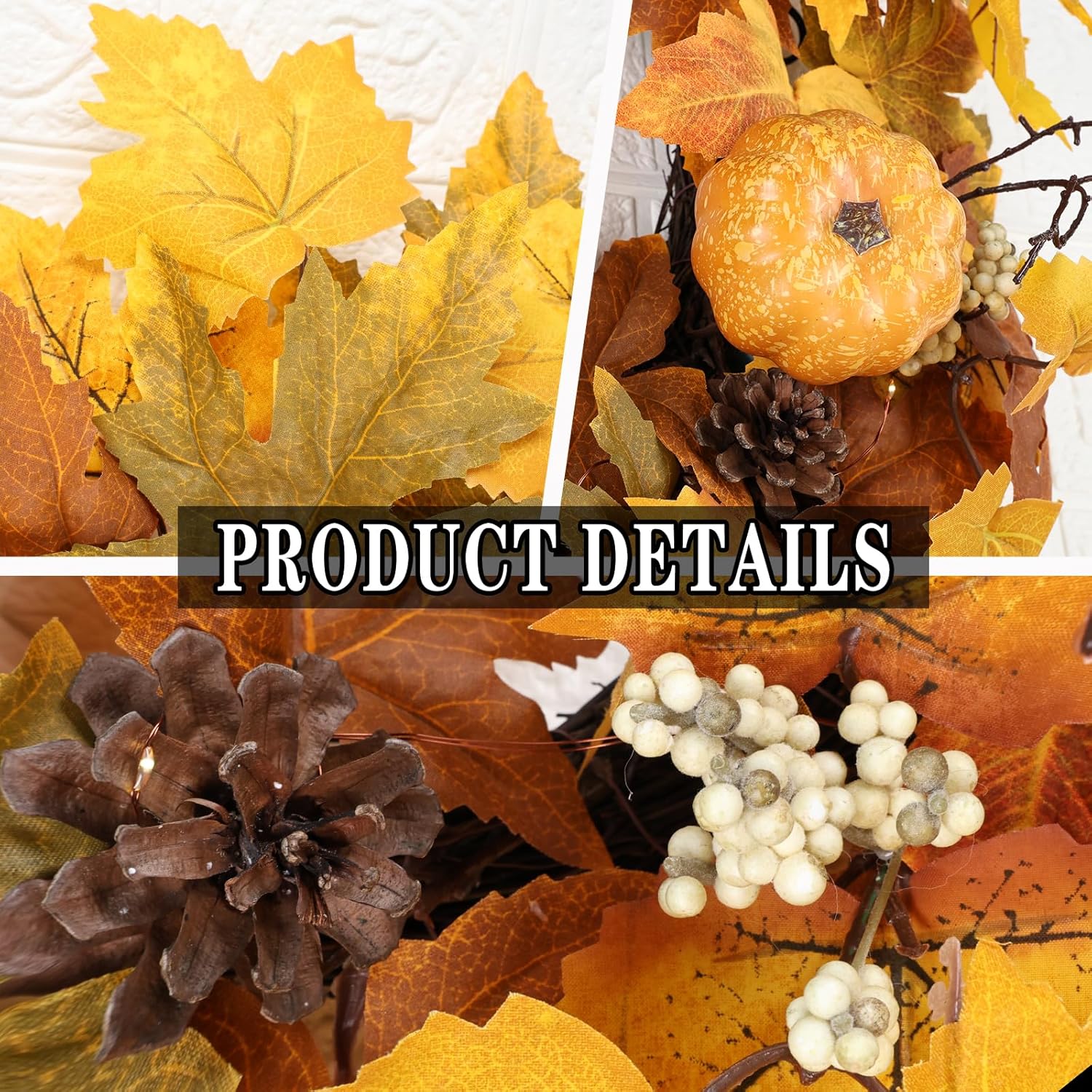 Fall Wreaths with Timer Lights for Front Door
