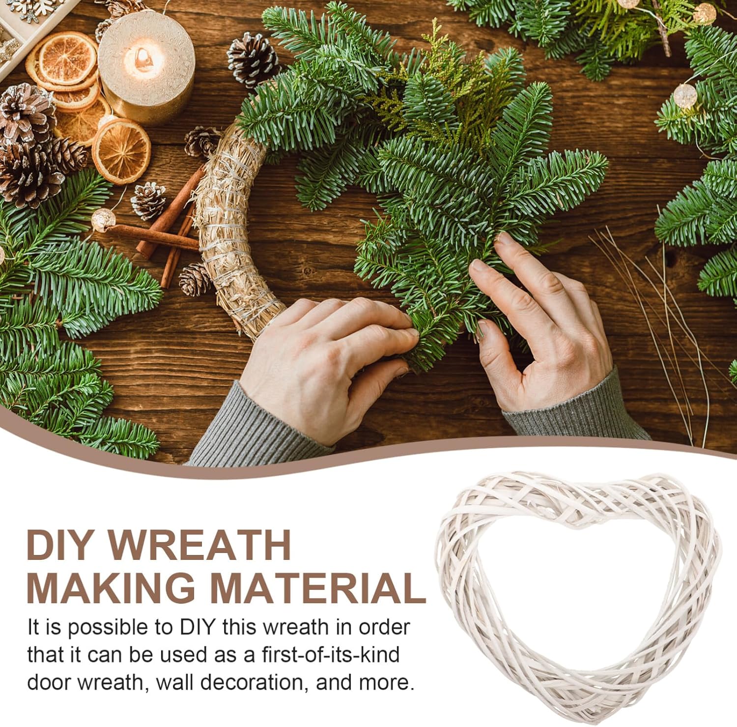 VOSAREA Rattan Heart Wreath DIY Frame