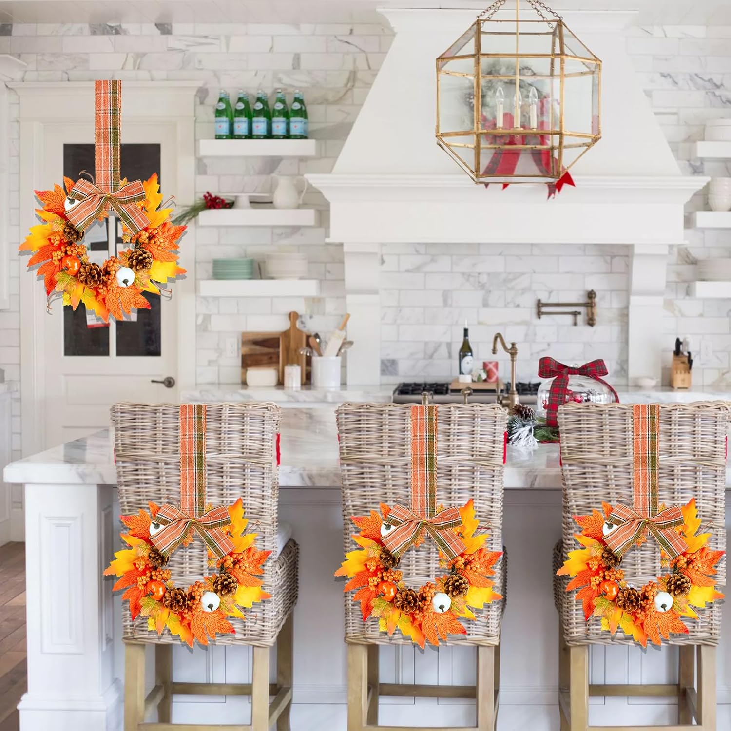 Small Fall Wreath - 2PCS 9 Inch Mini Thanksgiving Decor