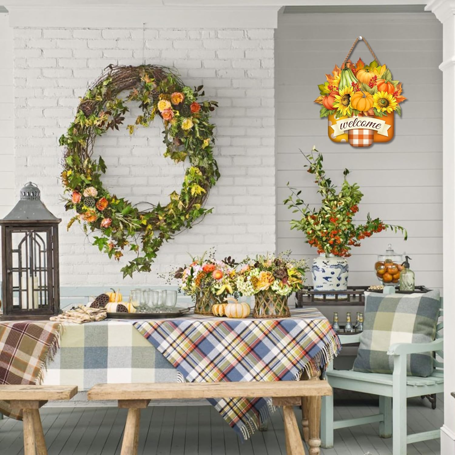 Welcome Fall Door Sign with Pumpkin Design