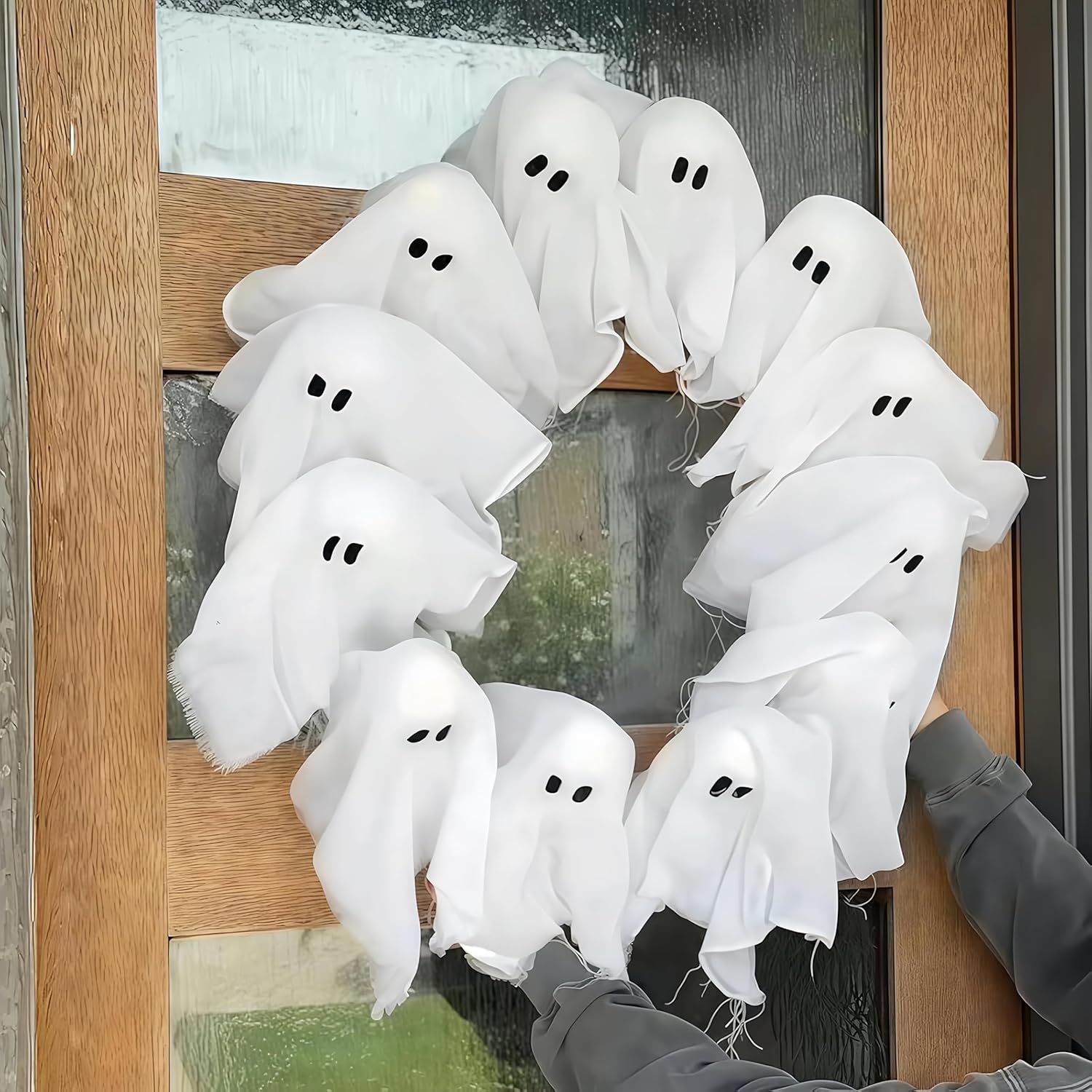 2025 Handmade LED Ghost Wreath Halloween Decor