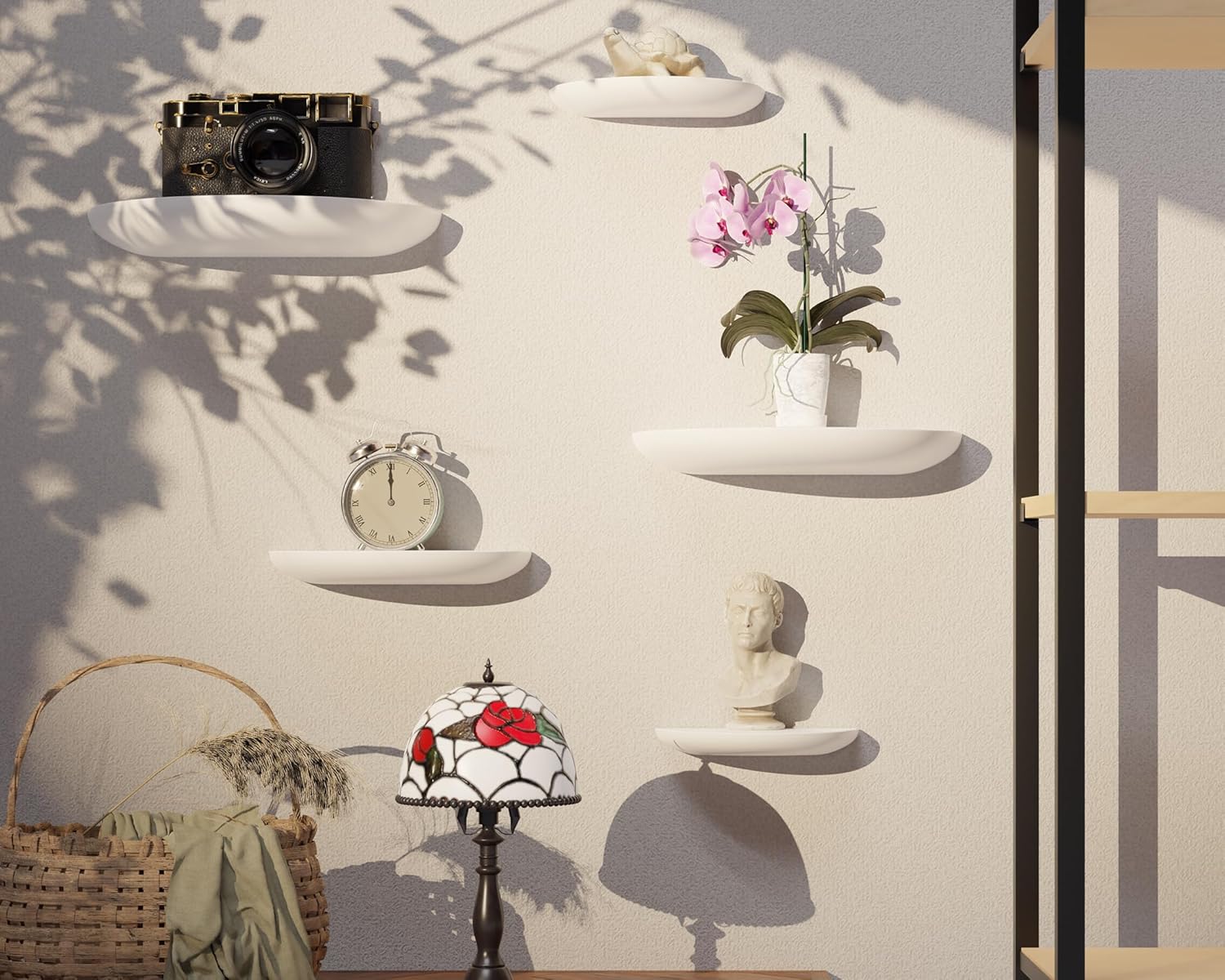 Solid Wood Half Round Floating Wall Shelves Elegant White Shelves for Home Decor