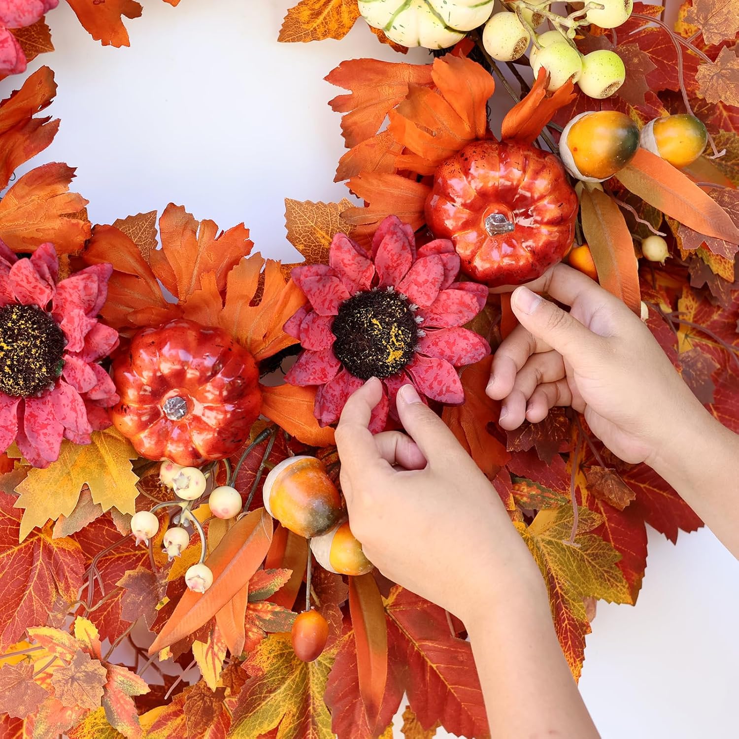28 Inch Large Fall Wreath for Front Door Porch Window 1