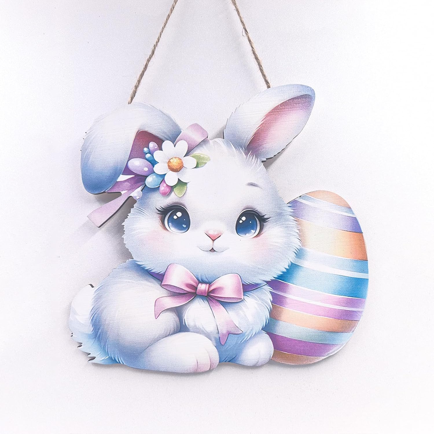 Wooden Bunny Wreath Door Dcor Multi-Seasonal Welcome Accessory