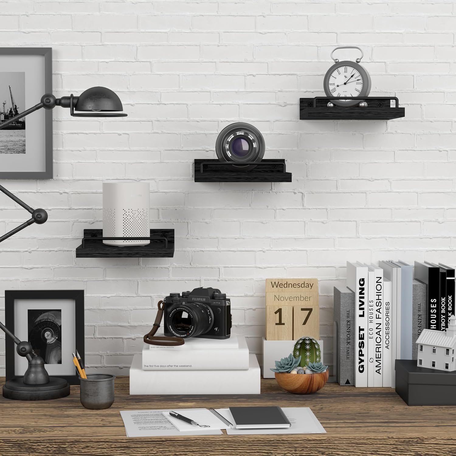 Small Floating Shelf 6x6 Inches Set of 3 Black