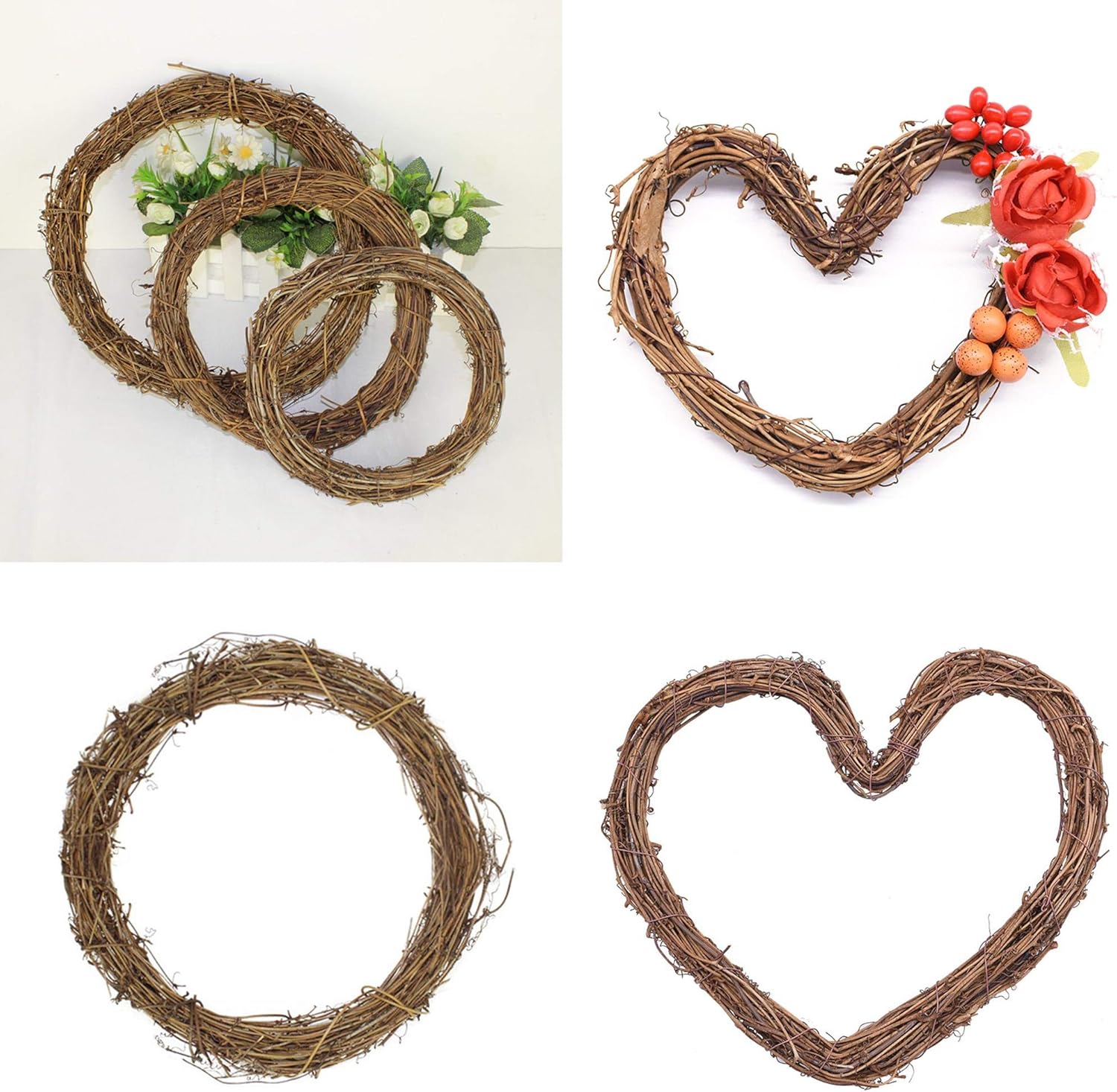 Unique Rattan Wreath Base Round Heart Shape DIY Decor