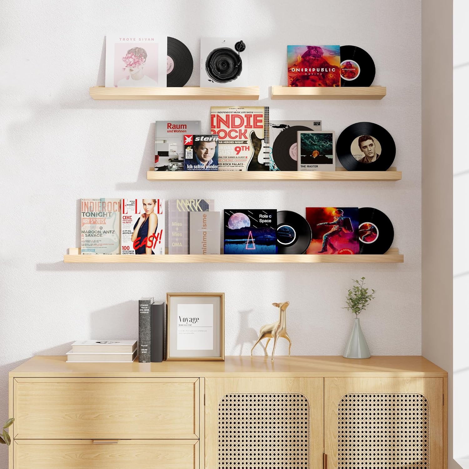Vivelove Picture Ledge Shelf Set of 2 Natural 16 Inch Floating Shelves