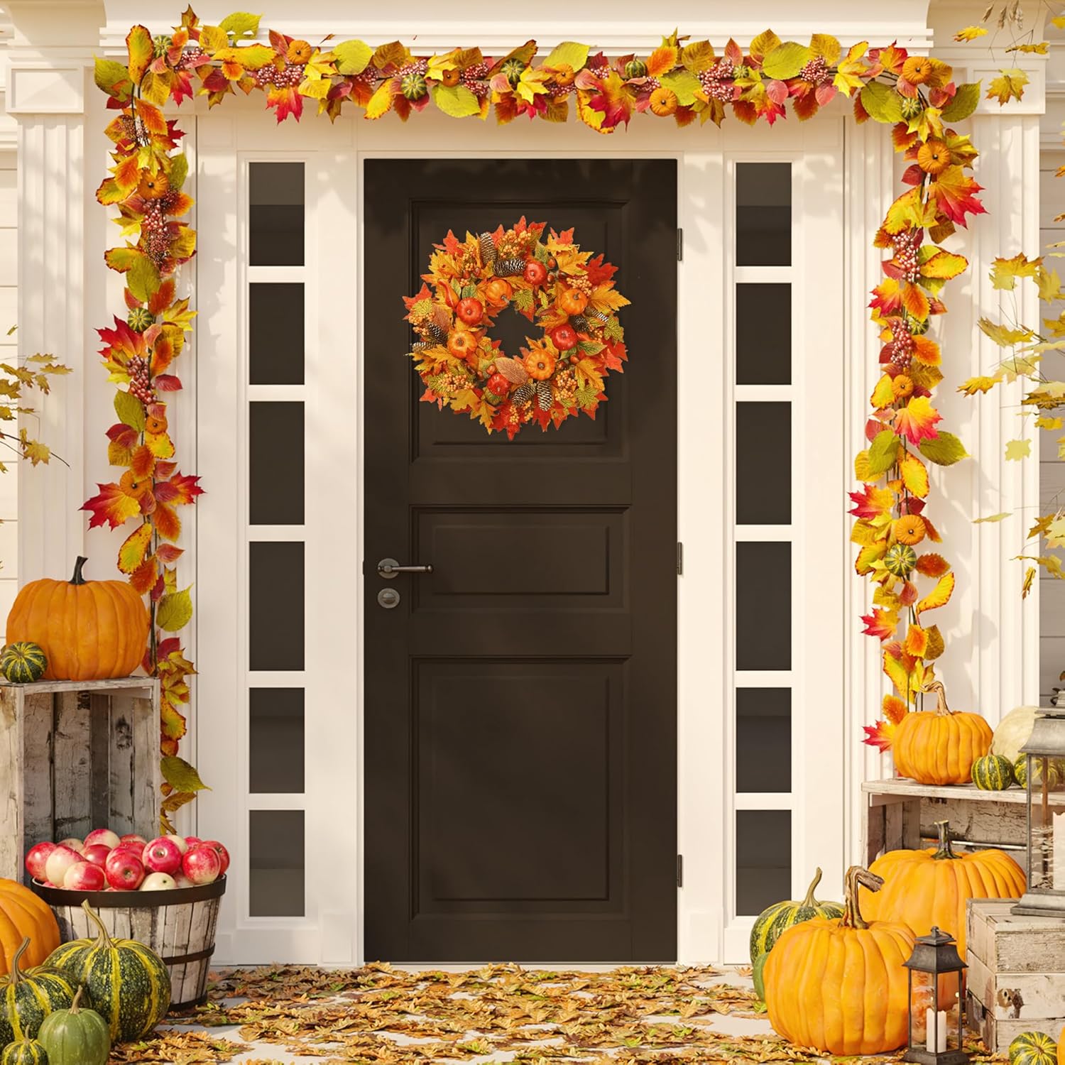 Sggvecsy 22 Inch Fall Wreath Decor for Front Door and Window