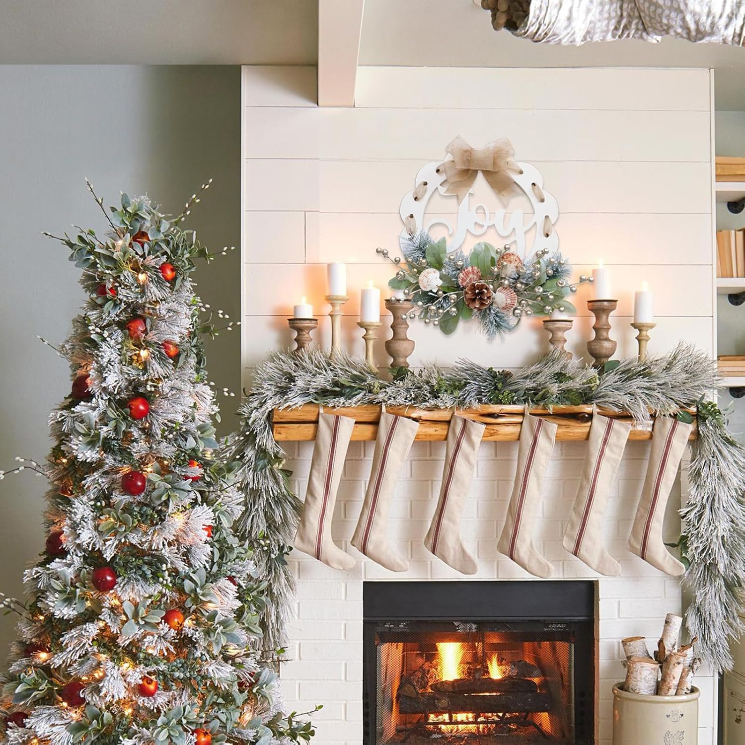 Idyllic 16 Inch White Wooden Welcome Wreath
