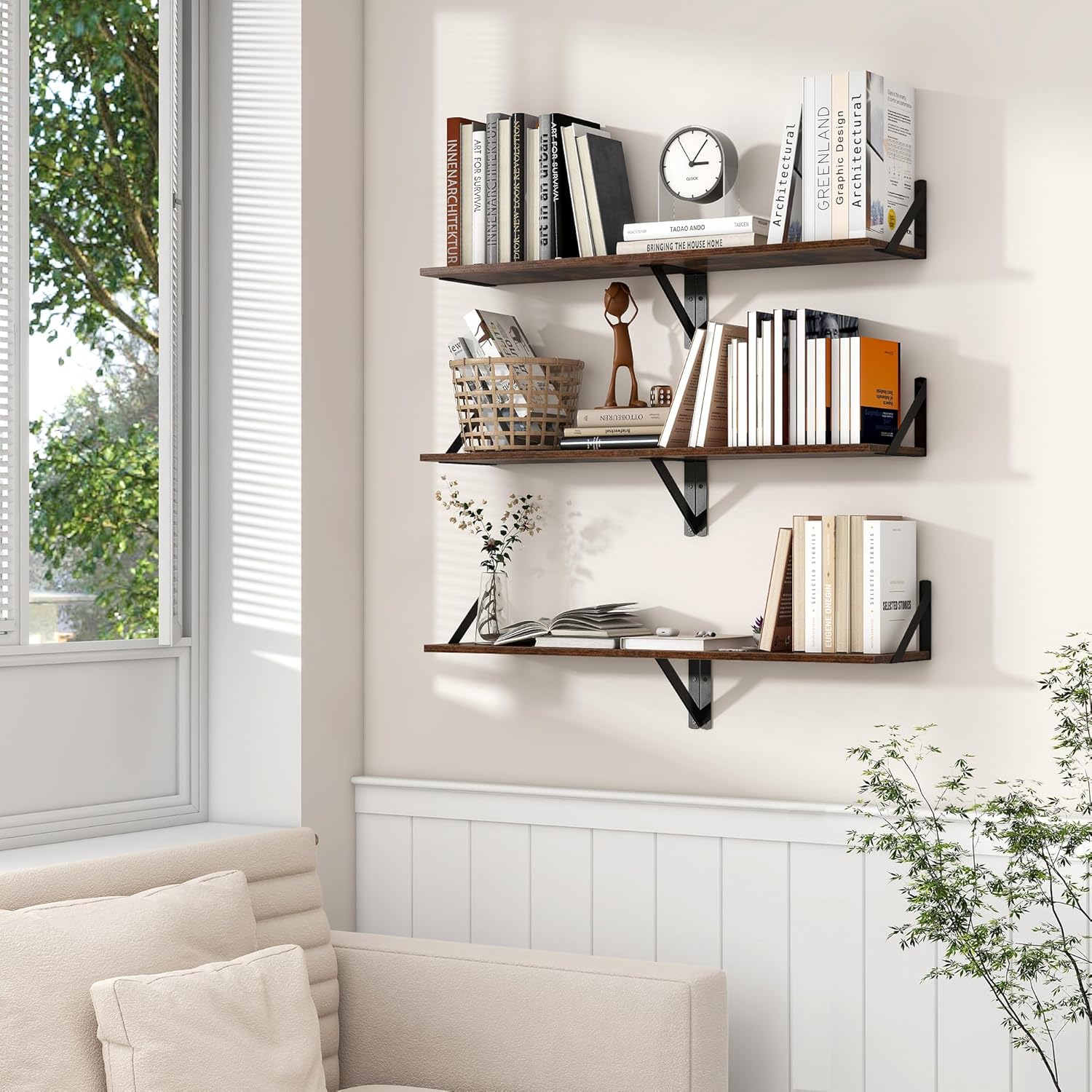 Axeman Floating Shelves Set of 2 16W x 8D Wood Wall Shelves