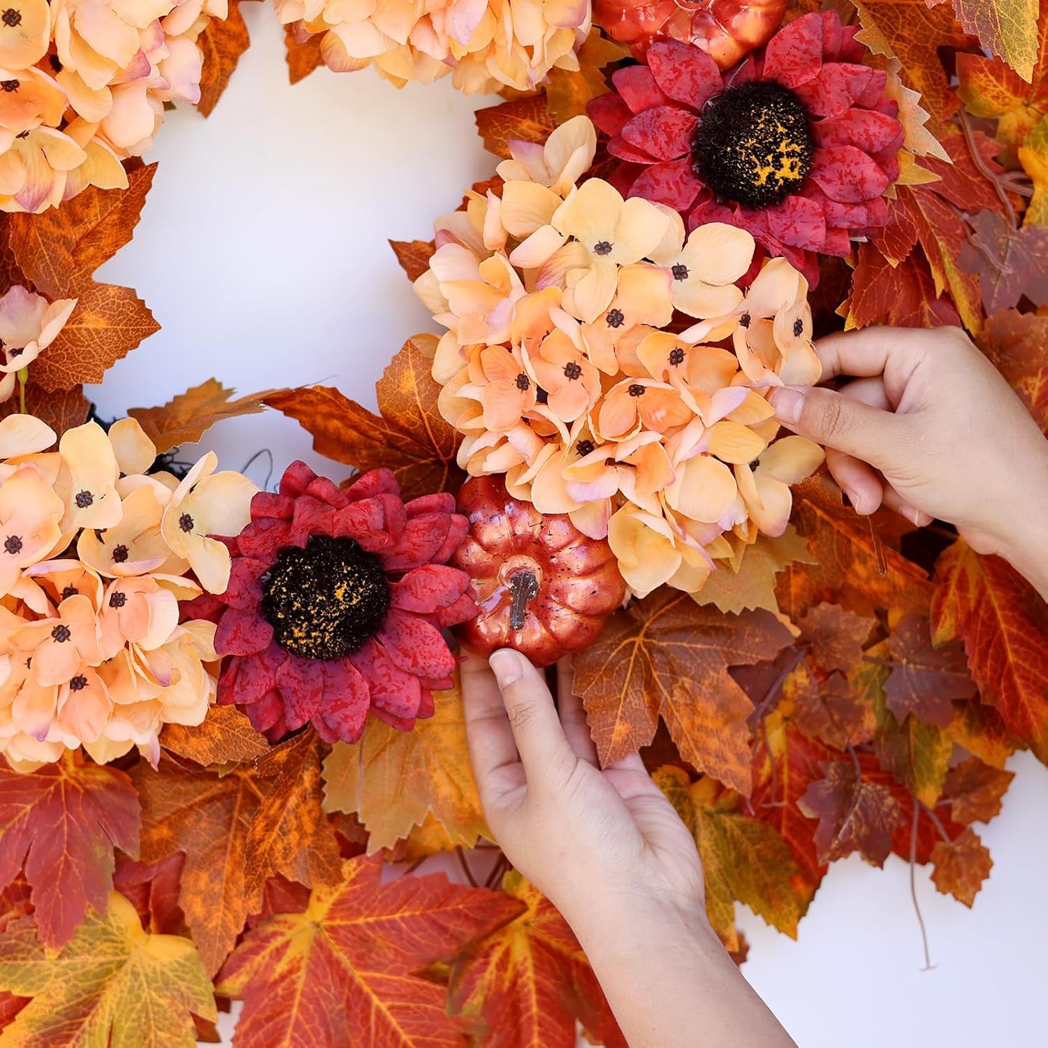 28 Inch Large Fall Wreath for Front Door Porch Window