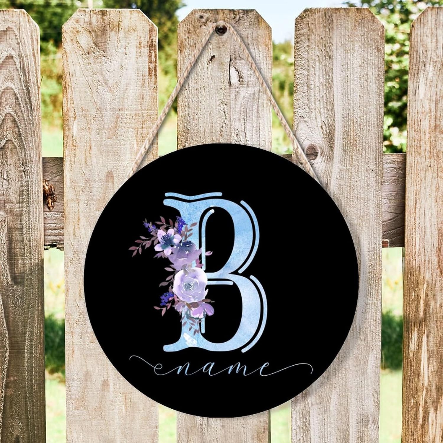 Farmhouse Door Hanger Letter B Personalized Wood Sign