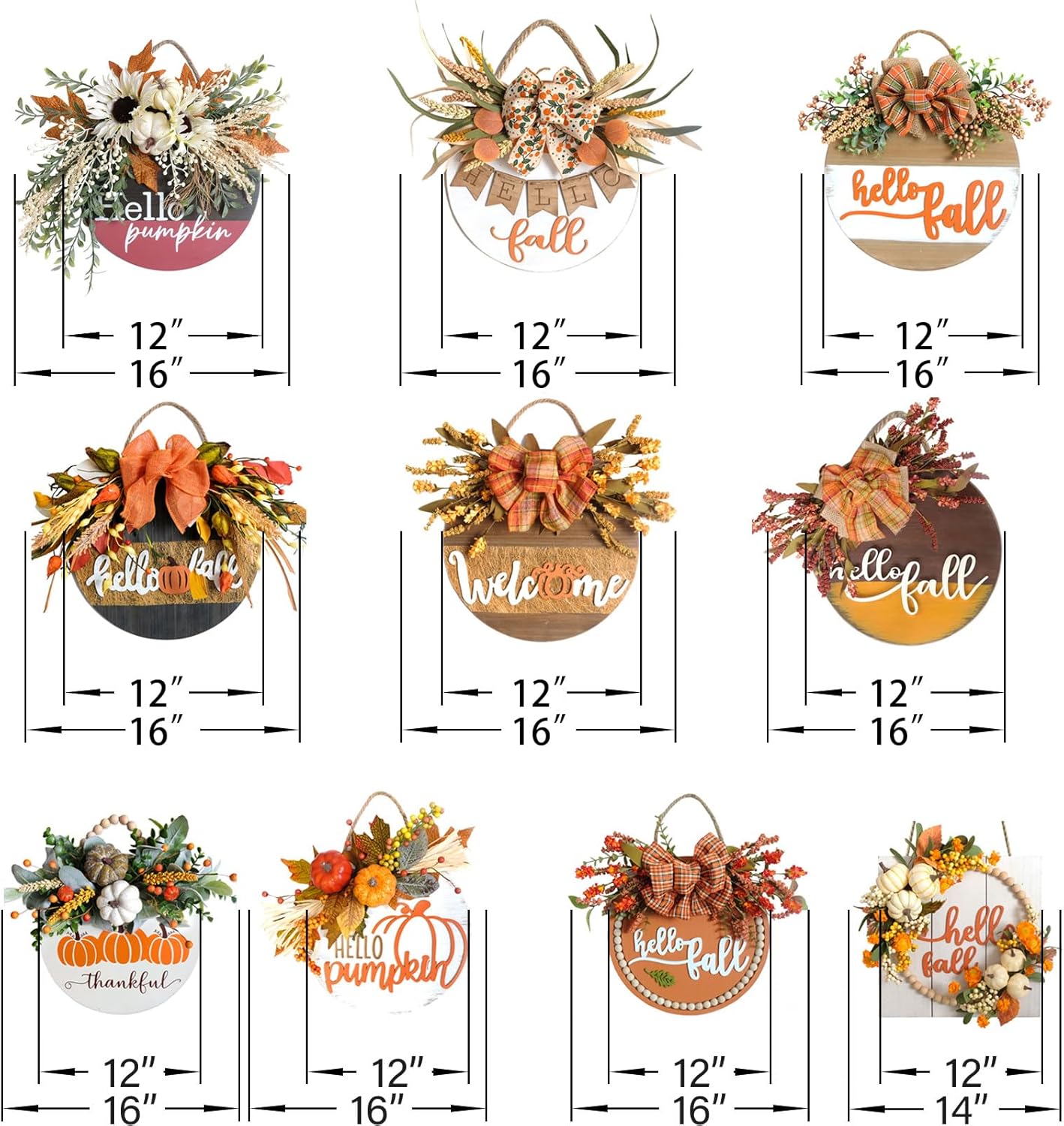 Fall Welcome Sign Decor Front Door Wreath