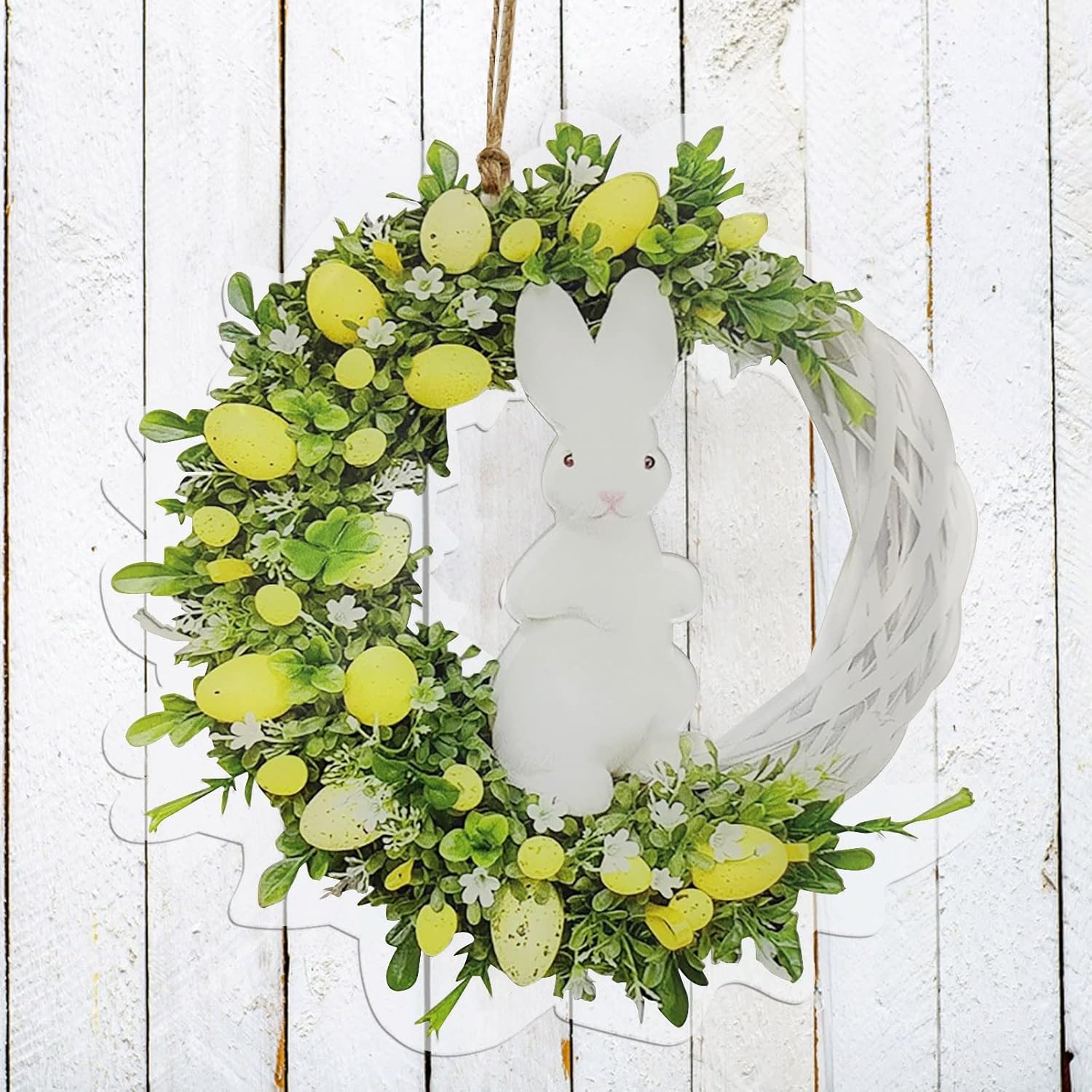 Easter Lily Cross Bowknot Door Wreath Decor